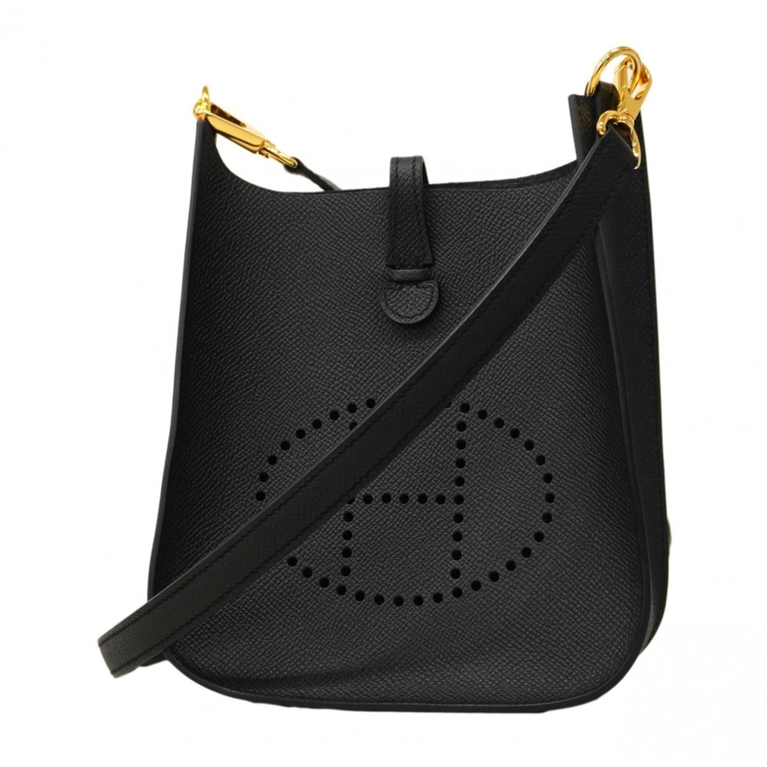 Hermes Evelyne TPM Shoulder Bag, Sellier, Veau Epsom Leather, Black, K Stamp, Women's.: --- Catalog ---Category: SizeSize (HxWxD): 18cm x 17cm x 5cm / 7.08'' x 6.69'' x 1.96''Category: DesignType: Shoulder bagColor: BlackGender: WomenMaterial: Epsom leather Hardware Color: GoldCategory: