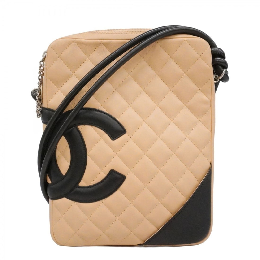 Chanel Cambon Lambskin Shoulder Bag, Beige/Black, Women's: --- Catalog ---Category: SizeSize (HxWxD): 25.5cm x 20cm x 3cm / 10.03'' x 7.87'' x 1.18''Category: DesignType: Shoulder bagColor: Beige, BlackGender: WomenMaterial: Leather Hardware Color: SilverLeat
