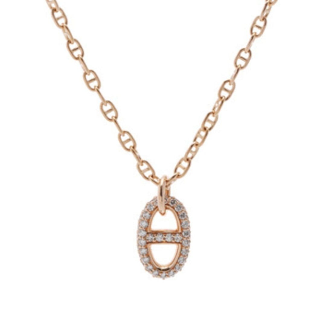 HERMES Farandole PM Diamond Women's 18K Pink Gold Necklace, Grade A, Used, Ginzo: --- Catalog ---Category: SizePendant Size: 14mm x 8.5mm / 0.55'' x 0.33''Neck Circumference: 41 cm / 16.14''Category: DesignStone: DiamondGender: WomenMaterial: Pink gold (18K)Necklace Type: NecklaceC