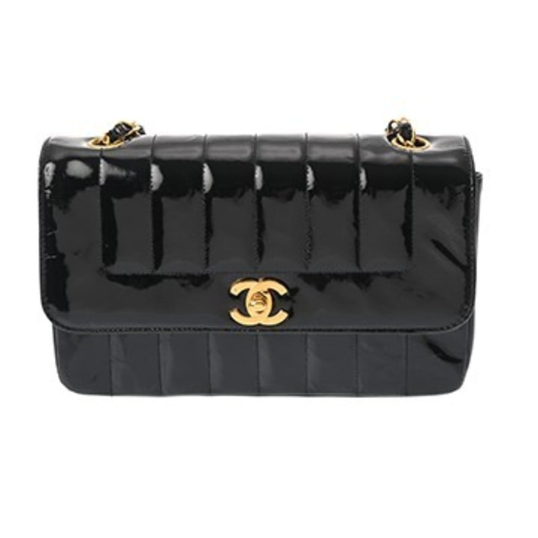 CHANEL Mademoiselle Chain Shoulder Bag, Black, A01164, Women's, Patent Calfskin, B Rank, Used, Ginzo: --- Catalog ---Category: SizeSize (HxWxD): 13.5cm x 22cm x 6.5cm / 5.31'' x 8.66'' x 2.55''Category: DesignType: Shoulder bagColor: BlackGender: WomenHardware Color: GoldCategory: GeneralMPN: A01164Br