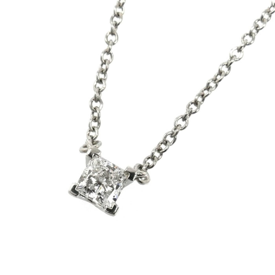 TIFFANY&Co. Tiffany & Co. Pt950 Platinum Princess Cut Necklace with 0.20ct Diamond, 2.4g, 40cm,: --- Catalog ---Category: SizePendant Size: 3.9mm x 3.9mm / 0.15'' x 0.15''Neck Circumference: 40 cm / 15.74''Category: DesignStone: DiamondGender: WomenMaterial: Platinum 950Necklace Type: NecklaceCat