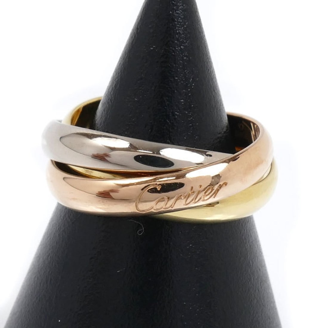 CARTIER Cartier 18K Yellow Gold, Pink White Gold Trinity Ring, Size 53, 8.2g, Women's: --- Catalog ---Category: SizeUS Size: 6.5Brand Size: 53Category: DesignType: Band ringGender: WomenMaterial: Pink gold (18K), White gold (18K), Yellow gold (18K)Category: GeneralBrand: CartierCountry