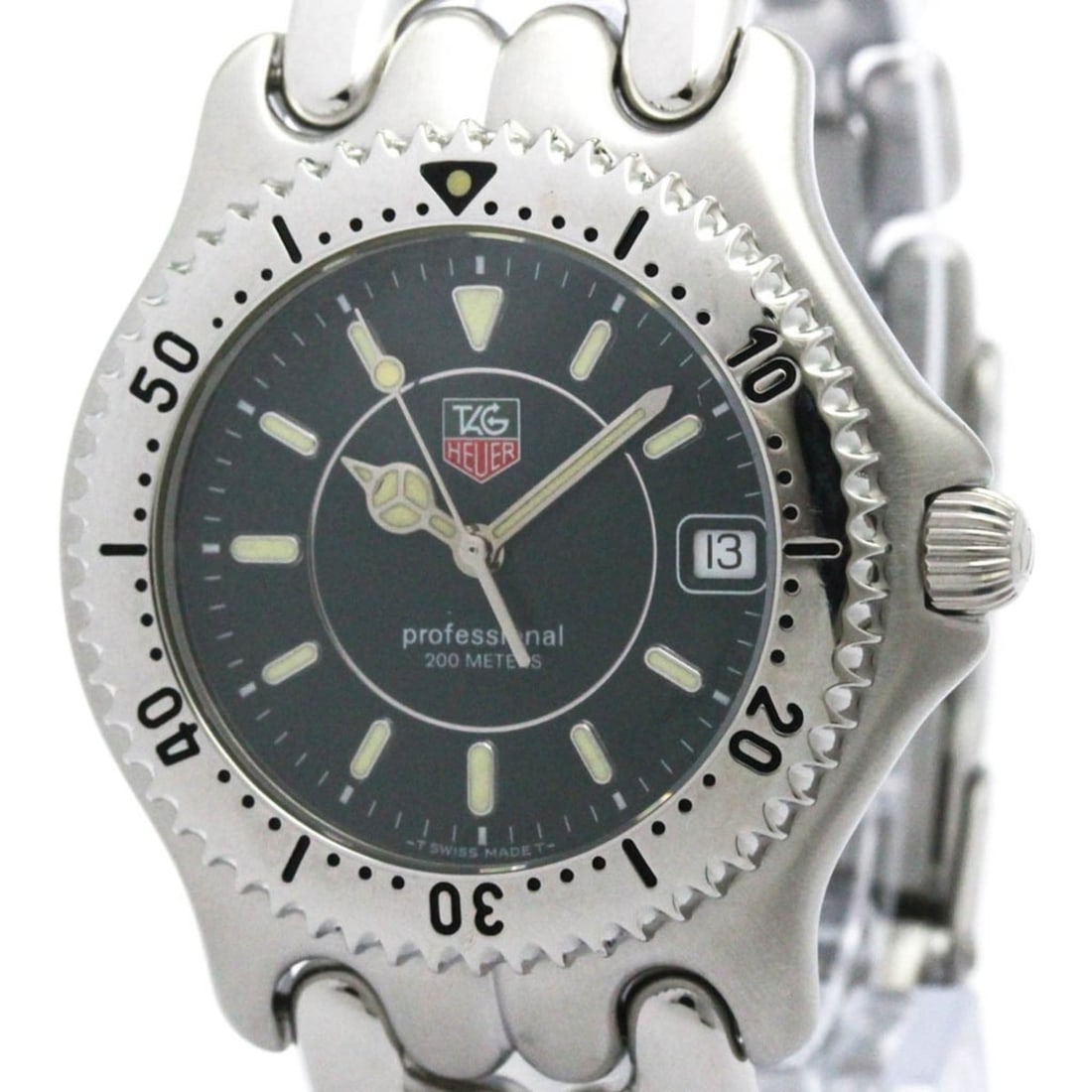 TAG HEUER Sel Professional 200M Quartz Mens Watch WG1119 Polished: --- Catalog ---Category: SizeCase Diameter: 38mm / 1.5''Category: DesignType: WristwatchStyle: Dress/FormalGender: MenColor (Dial): GreenMaterial (Band): Stainless steelMaterial (Case): Stainless stee