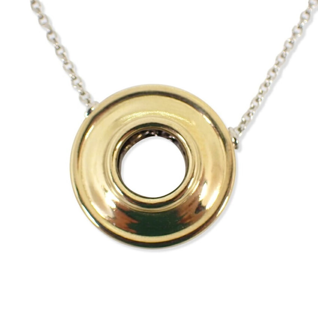 TIFFANY & Co. 925 750 Magic Circle Pendant Necklace: --- Catalog ---Category: SizePendant Size: 16mm x 16mm / 0.62'' x 0.62''Neck Circumference: 42 cm / 16.53''Category: DesignColor: SilverGender: WomenMaterial: Sterling silver 925Necklace Type: Pendant