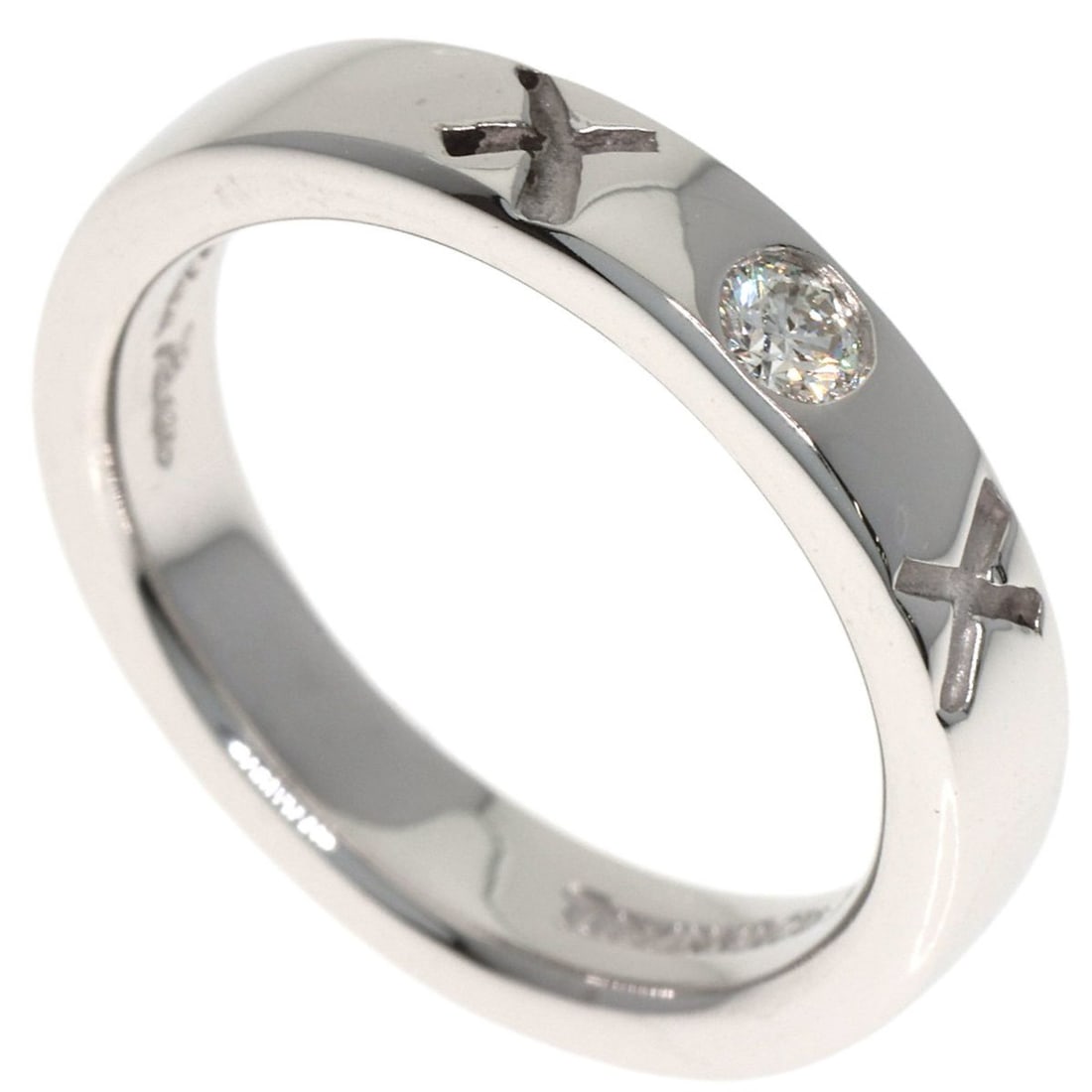 Tiffany & Co. Kiss XOX Diamond Ring, 18K White Gold, Women's.: --- Catalog ---Category: SizeWidth: 3.7mm / 0.15''Weight: 4.9g / 0.17oz.JP Size: 7US Size: 4Category: DesignType: Band ringColor: WhiteStone: DiamondGender: WomenMaterial: White gold (18K)Category: Ge