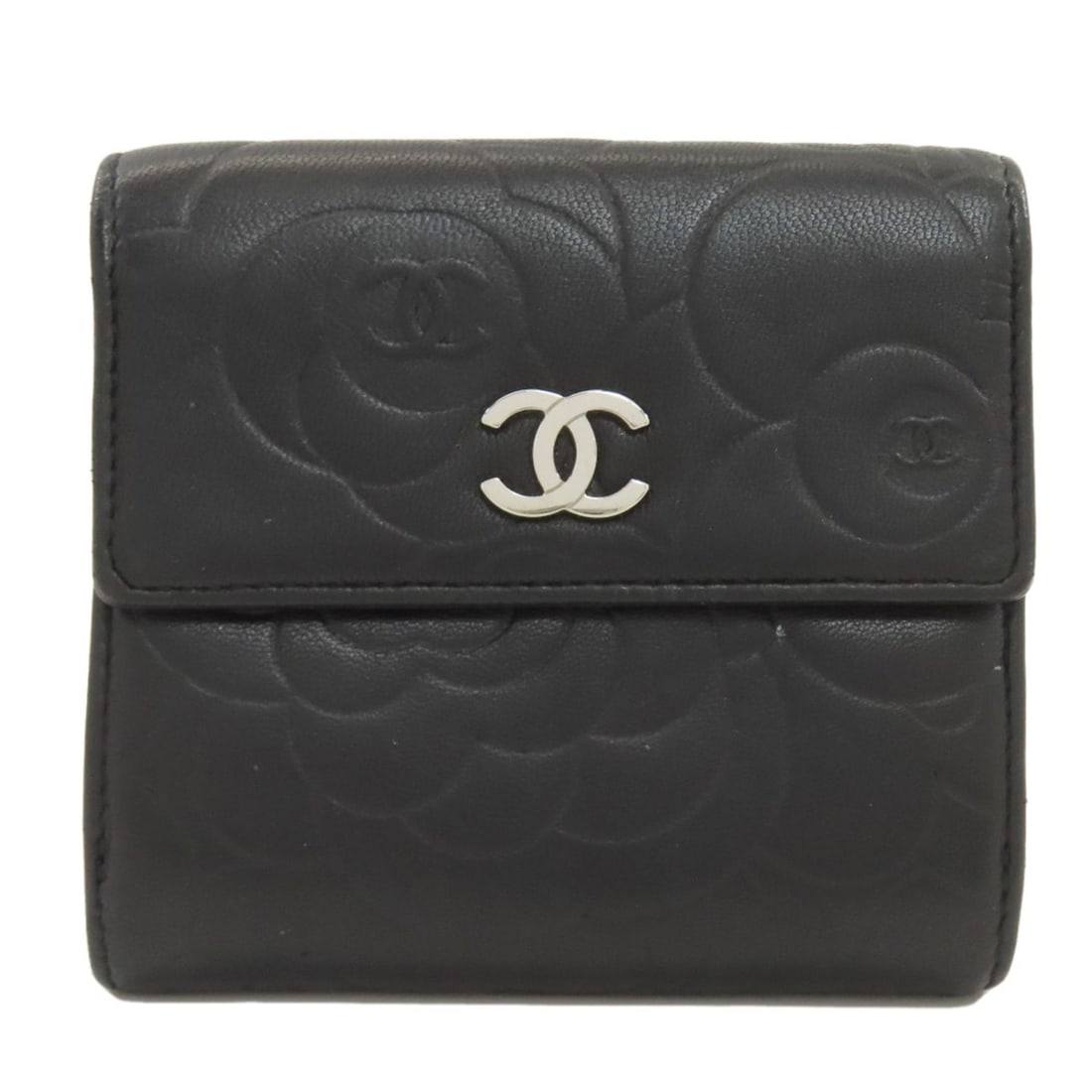 Chanel Camellia Embossed Silver Hardware Bi-fold Wallet Lambskin Women's CHANEL (1 of 20)
