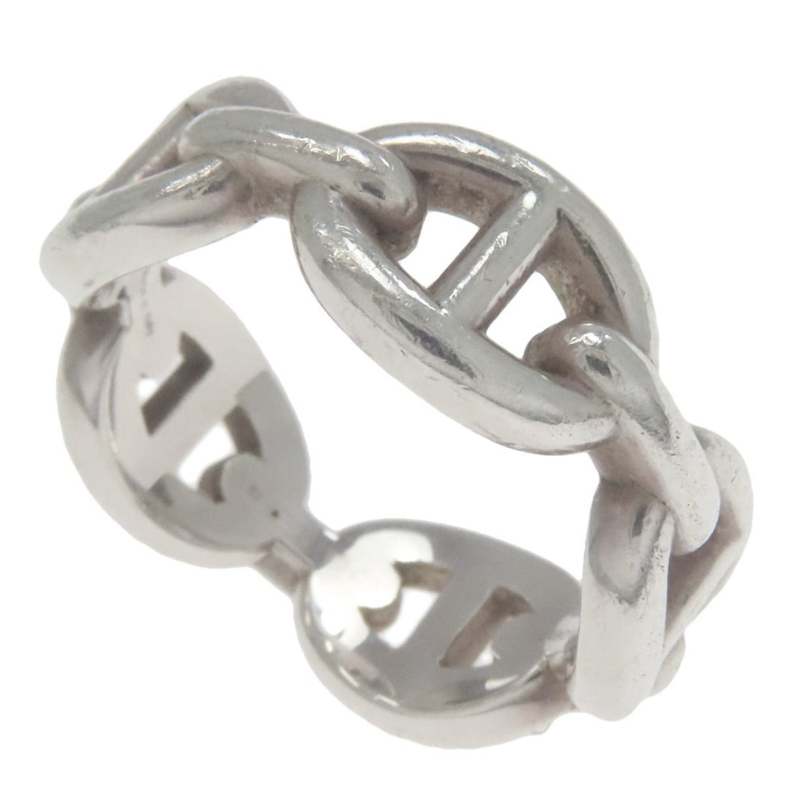 Hermes Chaine d'Ancre Enchainee #53 Ring, Silver, Women's: --- Catalog ---Category: SizeUS Size: 6.5Brand Size: 53Category: DesignType: Band ringColor: SilverGender: WomenMaterial: SilverCategory: GeneralBrand: Hermes--- Item List ---Section: ConditionRanking