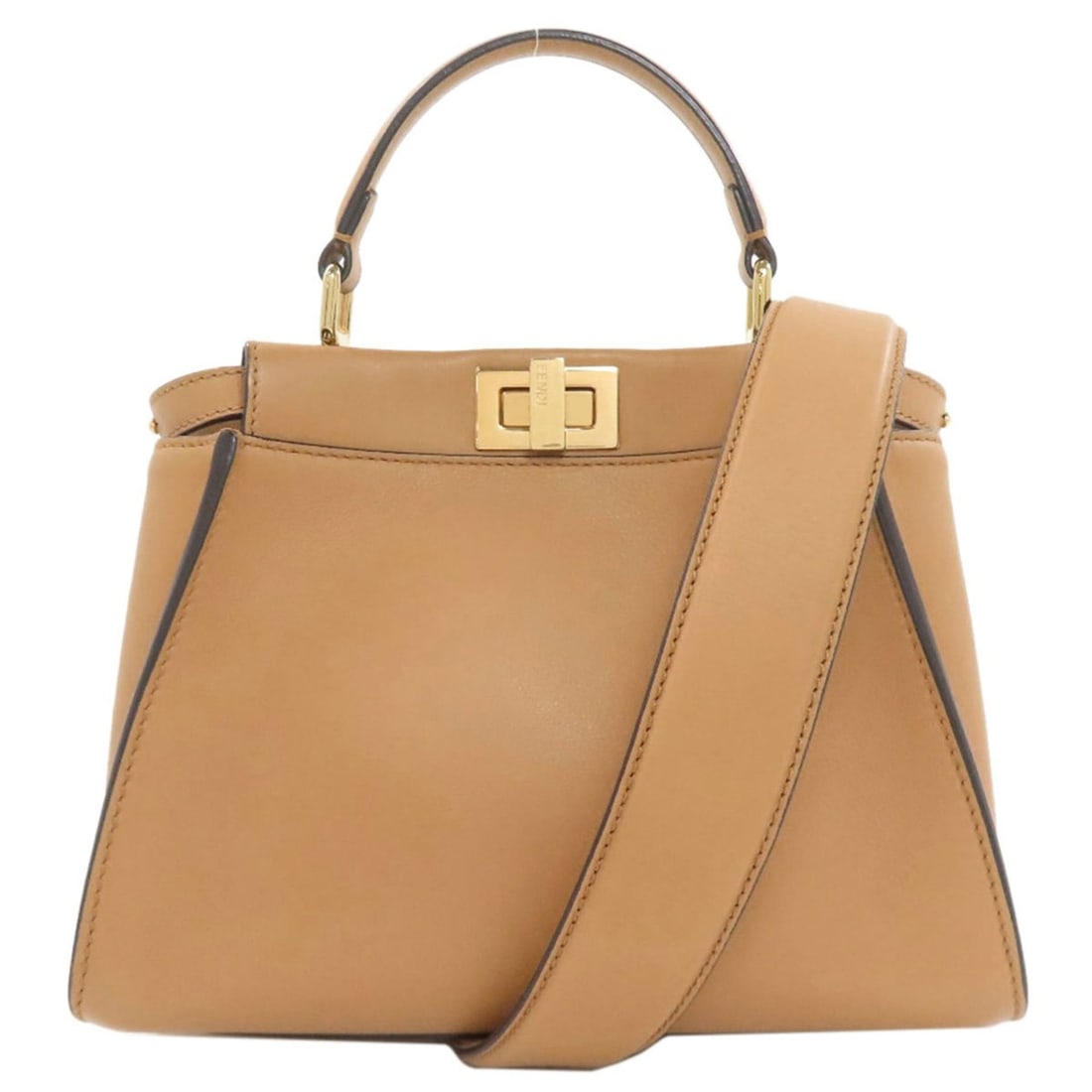 Fendi Peekaboo Mini 2-Way Handbag, Calfskin, Women's FENDI: --- Catalog ---Category: SizeSize (HxWxD): 19cm x 23cm x 11cm / 7.48'' x 9.05'' x 4.33''Category: DesignType: HandbagColor: BrownGender: WomenMaterial: Leather Leather/Fur Type: CalfskinCategory: Gene