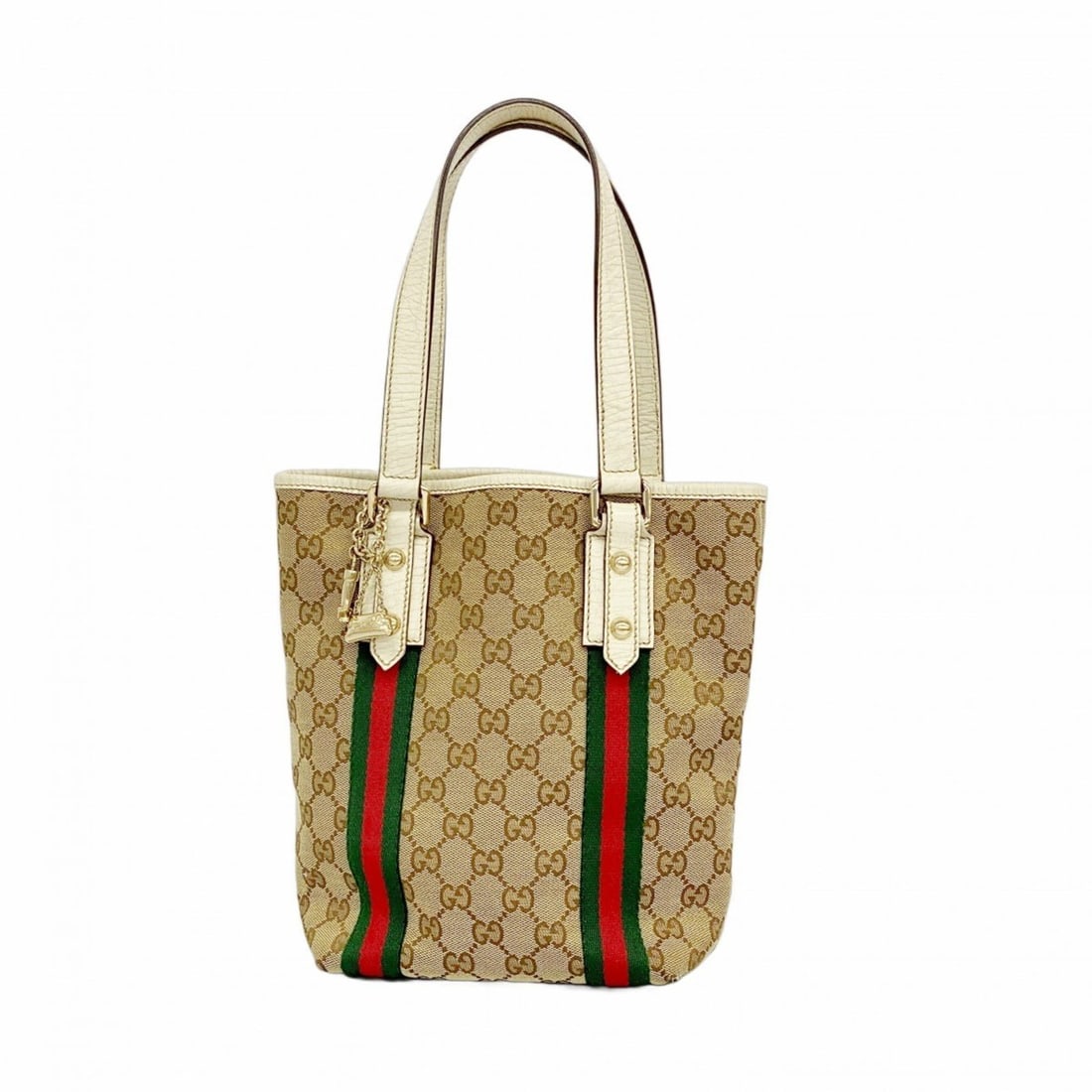 Gucci GG Canvas Sherry Line Tote Bag 162898 Brown Champagne Women's (1 of 14)