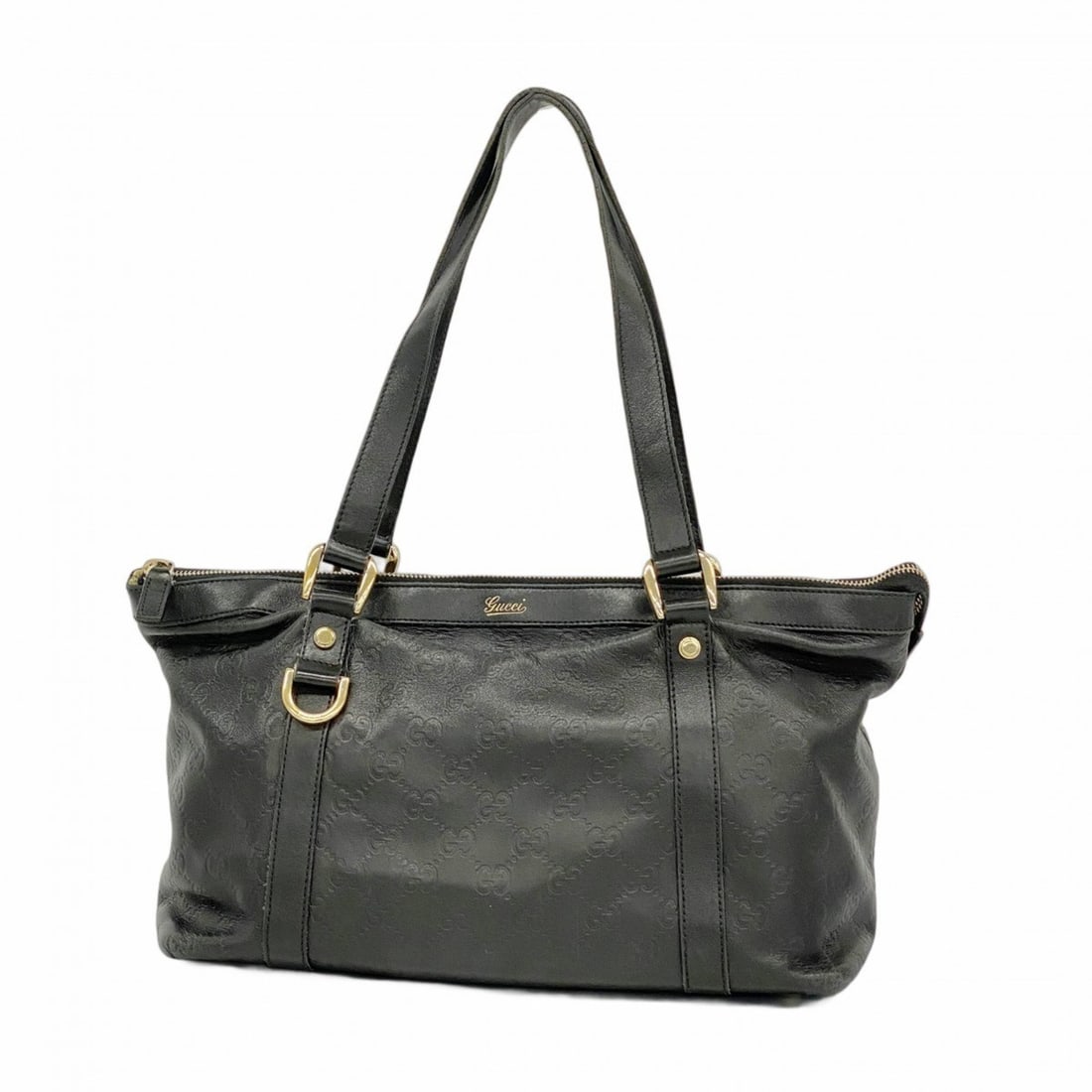 Gucci handbag, Guccissima Abbey 141470, leather, black, champagne, women's. (1 of 11)