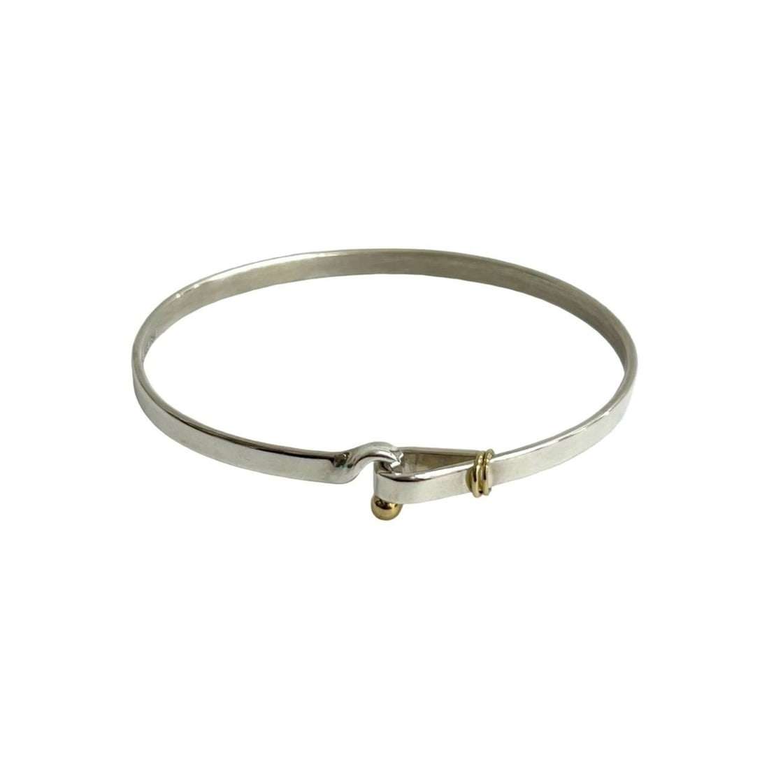 TIFFANY&Co. Tiffany Hook & Eye Bangle, Sterling Silver 925, 18K Gold Bracelet, Men's Women's, Item: --- Catalog ---Category: SizeLength: 17cm / 6.69''Category: DesignType: BangleColor: Gold, SilverGender: Men,WomenMaterial: Gold (18K), Silver 925Category: GeneralBrand: Tiffany--- Item List ---Sectio