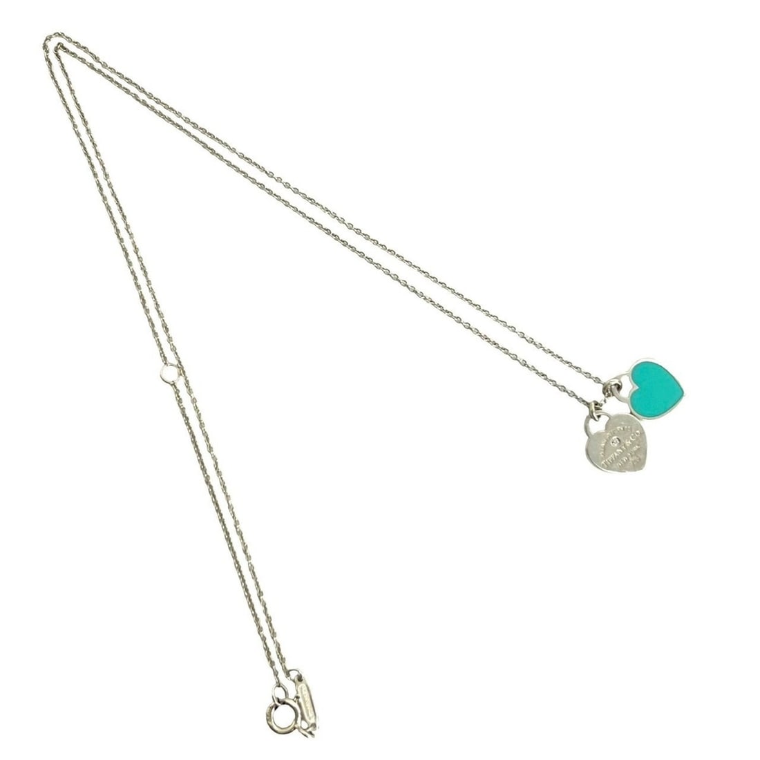 TIFFANY&Co. Tiffany & Co. Return to Blue Double Heart Tag Sterling Silver 925 Necklace Pendant 88093: --- Catalog ---Category: SizePendant Size: 12mm x 10mm / 0.47'' x 0.39''Neck Circumference: 46 cm / 18.11''Category: DesignColor: SilverGender: WomenMaterial: Silver 925Pendant Type: PendantNecklace T