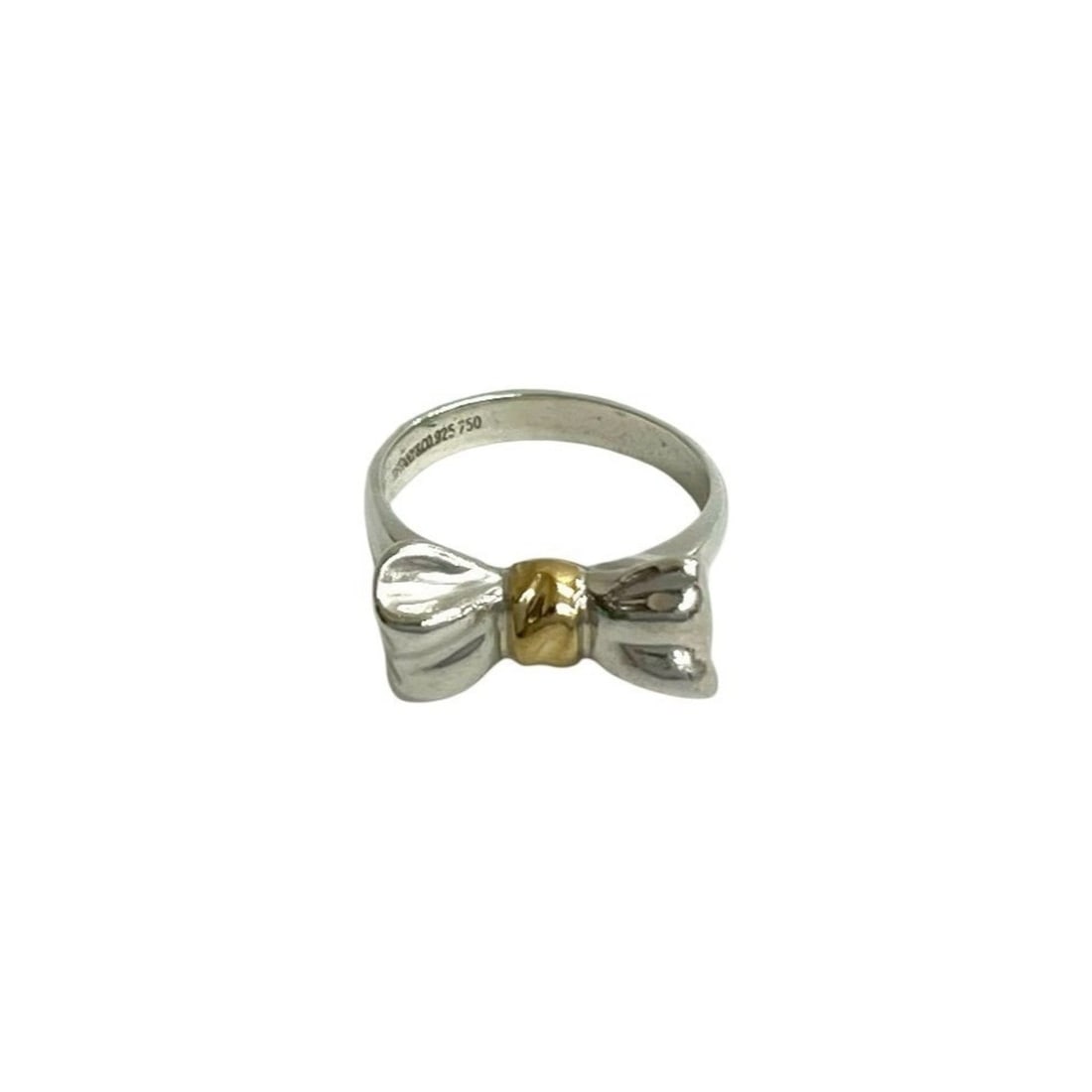 TIFFANY&Co. Tiffany Ribbon Combination Ring, Sterling Silver 925 & 18K Gold, Size 9, Women's, Item: --- Catalog ---Category: SizeJP Size: 9US Size: 5Category: DesignType: Band ringColor: Gold, SilverGender: WomenMaterial: Gold (18K), Silver 925Category: GeneralBrand: Tiffany--- Item List ---Section: