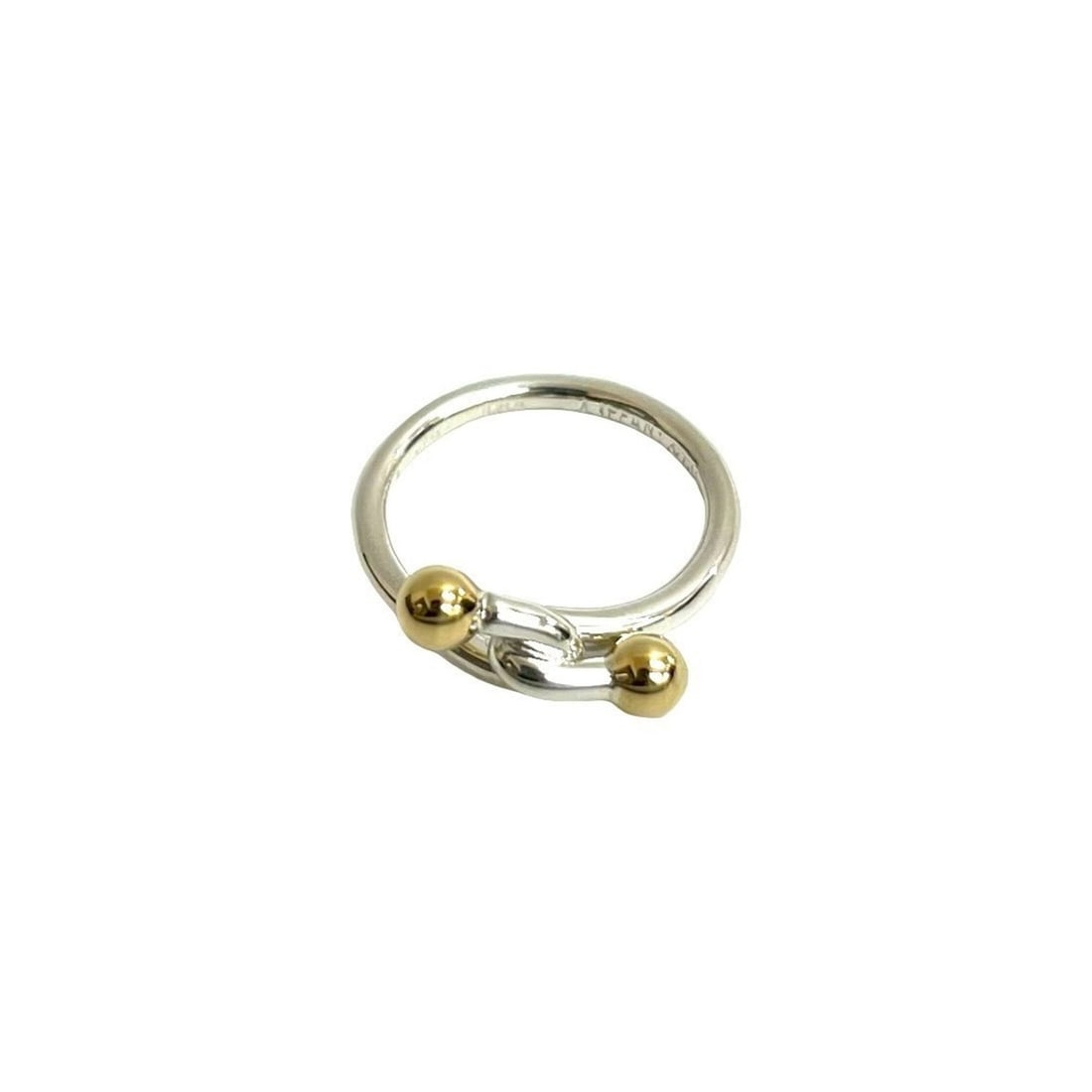 TIFFANY&Co. Tiffany Hook & Eye Love Knot Ring, Sterling Silver 925 K10 Yellow Gold, Size 7, 75215: --- Catalog ---Category: PackNumber in Pack: 1Category: SizeJP Size: 7US Size: 4Category: DesignType: Band ringColor: Gold, SilverGender: WomenMaterial: Silver 925, Yellow gold (10K)Category: GeneralB