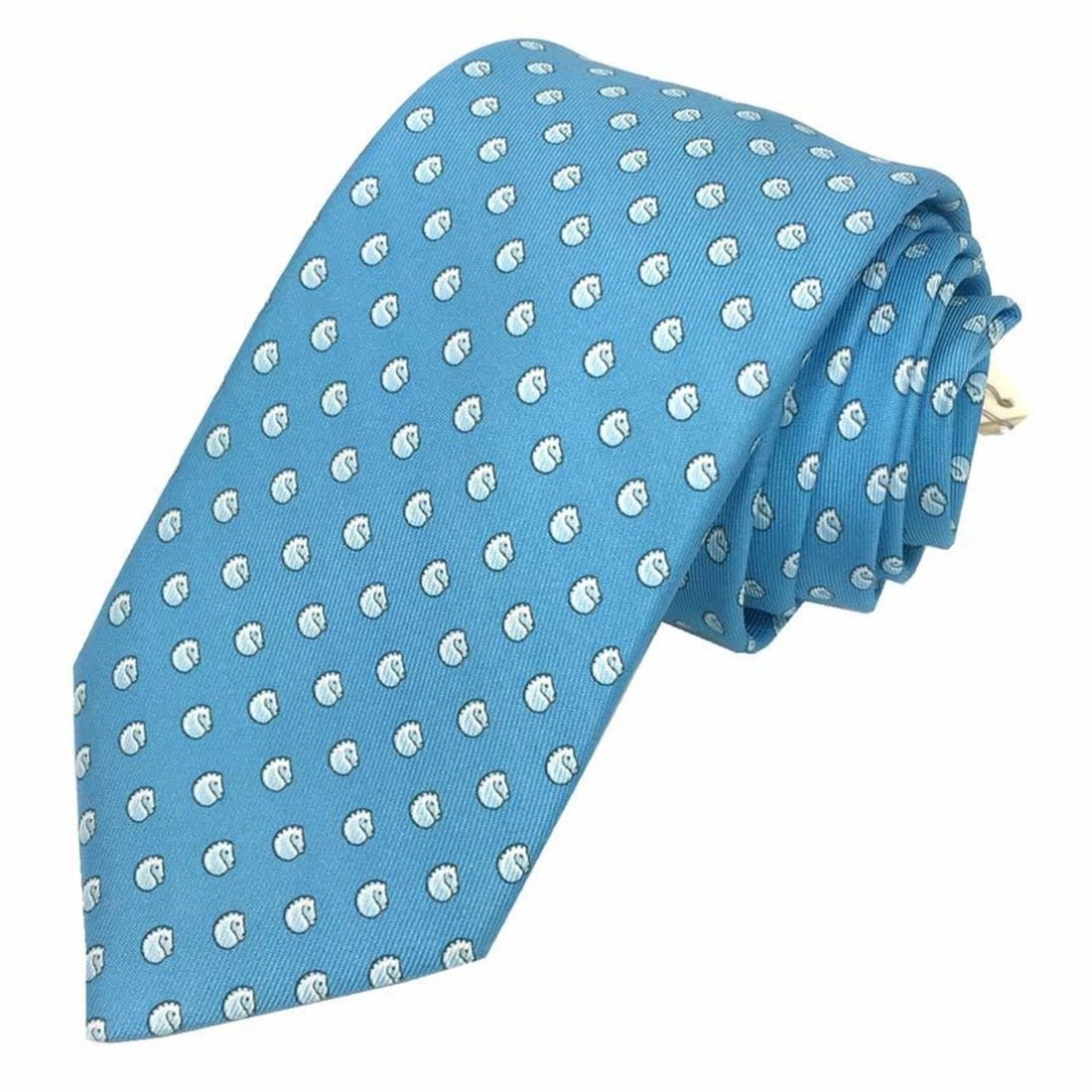 Hermes tie, horse design, blue, men's.: --- Catalog ---Category: SizeWidth: 7cm / 2.75''Category: DesignType: CravatColor: BlueGender: MenMaterial: Silk Category: GeneralBrand: HermesCountry of Origin: France--- Item List ---Section: Condit