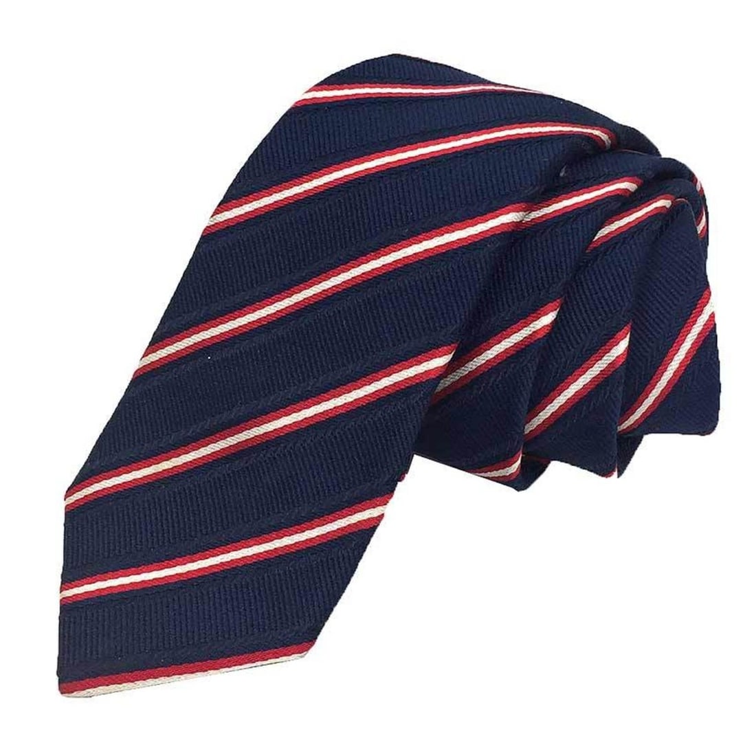 BALENCIAGA Men's Necktie, Striped, Navy x Red, Narrow Tie (1 of 14)
