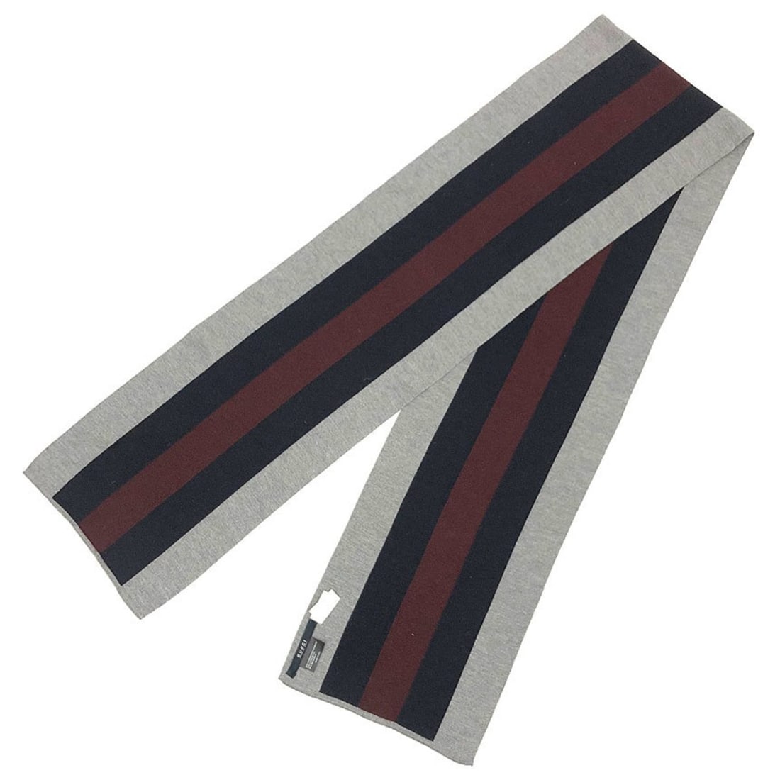 GUCCI scarf, Sherry Line, cashmere blend, gray x navy burgundy.: --- Catalog ---Category: SizeSize (LxW): 1.78m x 24cm / 70.07'' x 9.44''Category: DesignType: NeckwarmerColor: Bordeaux, Gray, NavyGender: Men,WomenMaterial: Cashmere , Wool , Silk Category: GeneralBr