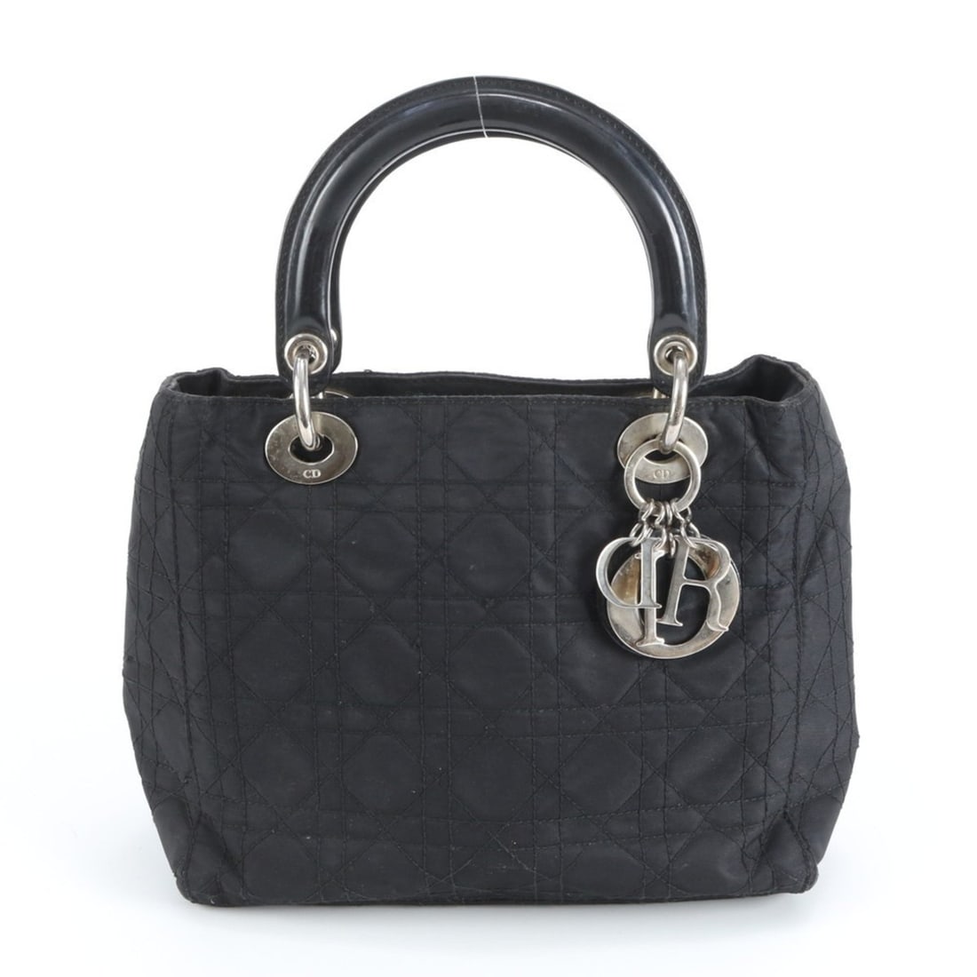 Christian Dior Cannage Lady Leather Nylon Handbag Tote Bag Black Women's: --- Catalog ---Category: SizeSize (HxWxD): 20cm x 24cm x 10cm / 7.87'' x 9.44'' x 3.93''Category: DesignType: Handbag, Tote bagColor: Black, WhiteGender: WomenMaterial: Leather , Nylon Category: Gener