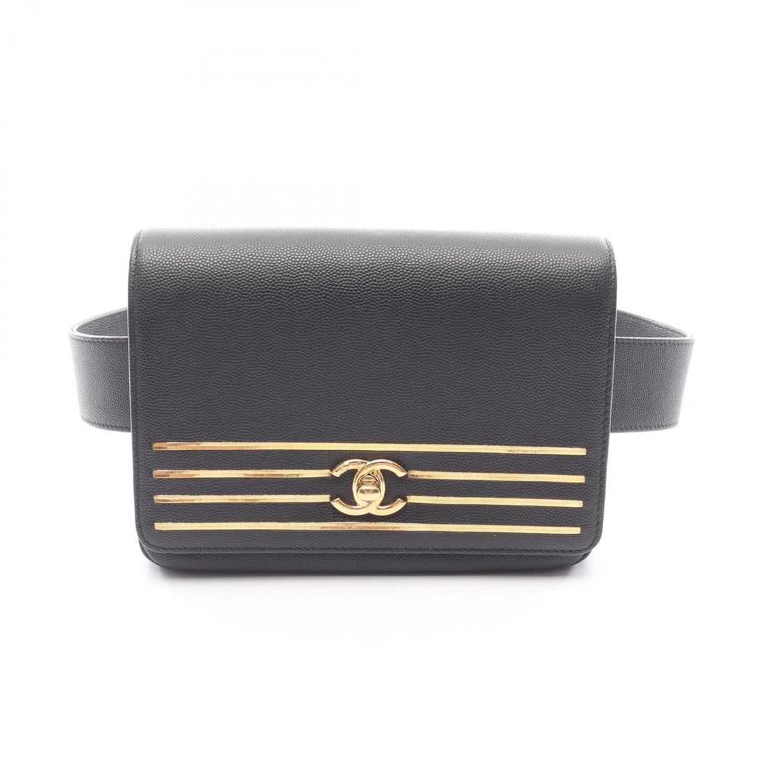 Chanel Coco Mark Waist Bag/Handbag, Calfskin Leather, Women's, Black: --- Catalog ---Category: SizeSize (HxWxD): 13cm x 18cm x 4cm / 5.11'' x 7.08'' x 1.57''Category: DesignType: Fanny pack, HandbagColor: BlackGender: WomenMaterial: Leather Leather/Fur Type: CalfskinCat