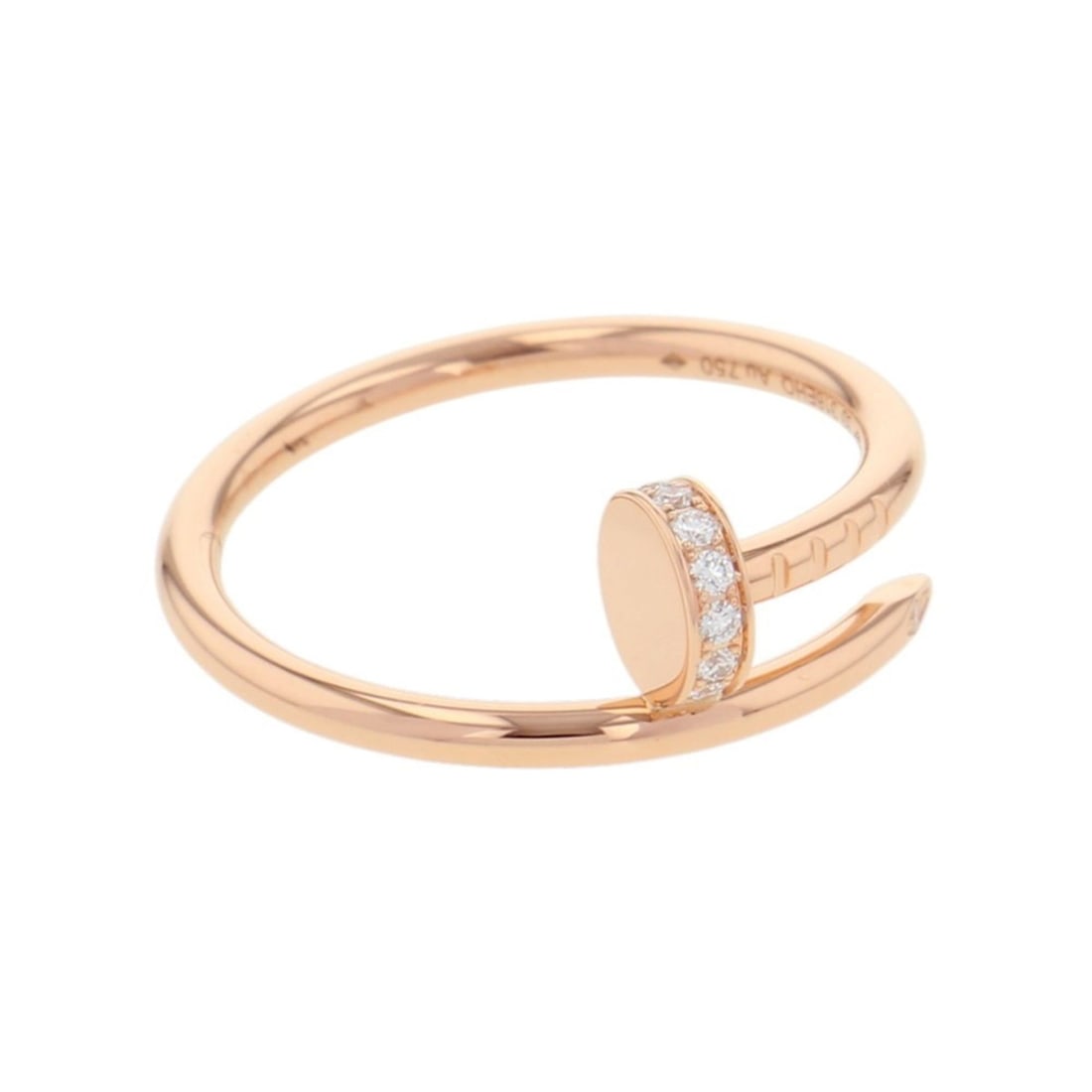 Cartier Juste un Clou SM Small Model Ring with 0.08ct Total Diamonds, 18K Pink Gold, Size 53,: --- Catalog ---Category: SizeWeight: 3.3g / 0.11oz.JP Size: 13US Size: 6.5Brand Size: 53Category: DesignType: Band ringColor: PinkMetal: GoldStone: DiamondGender: WomenMetal Purity: 18KWeight (ct.): 0