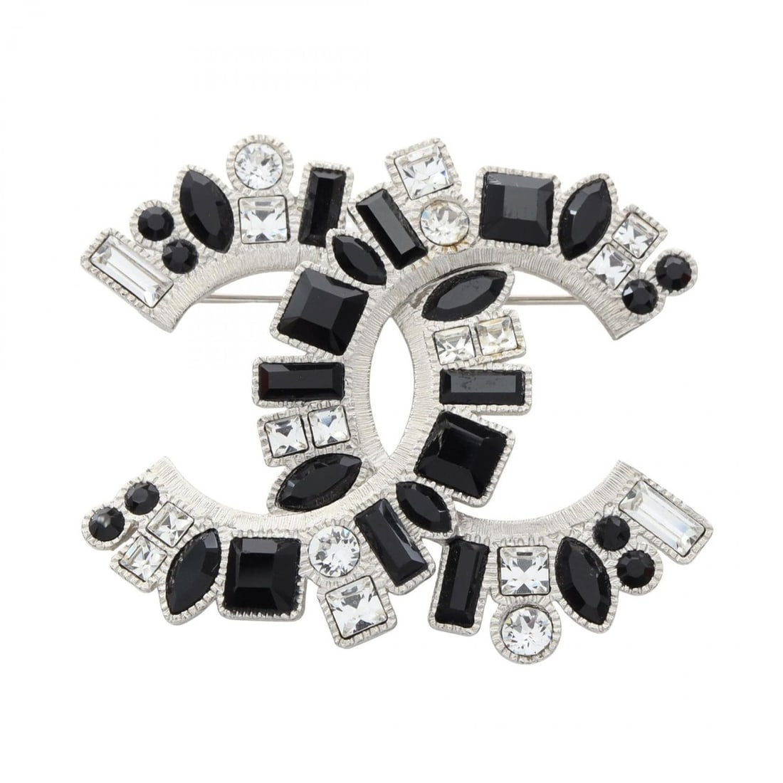 Chanel Coco Mark Brooch Accessory, Stainless Steel with Rhinestones, Women's, Silver, Black, Clear: --- Catalog ---Category: DesignType: BroochColor: Black, Clear, SilverGender: WomenMaterial: Rhinestone, Stainless steelCategory: GeneralBrand: Chanel--- Item List ---Section: ConditionRanking: Rank A