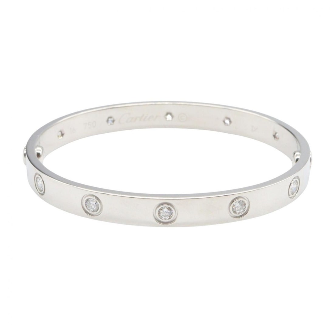 Cartier Love Bracelet 10PD Accessory 18KWG (White Gold) Diamond Women's Silver Tone Clear (1 of 10)