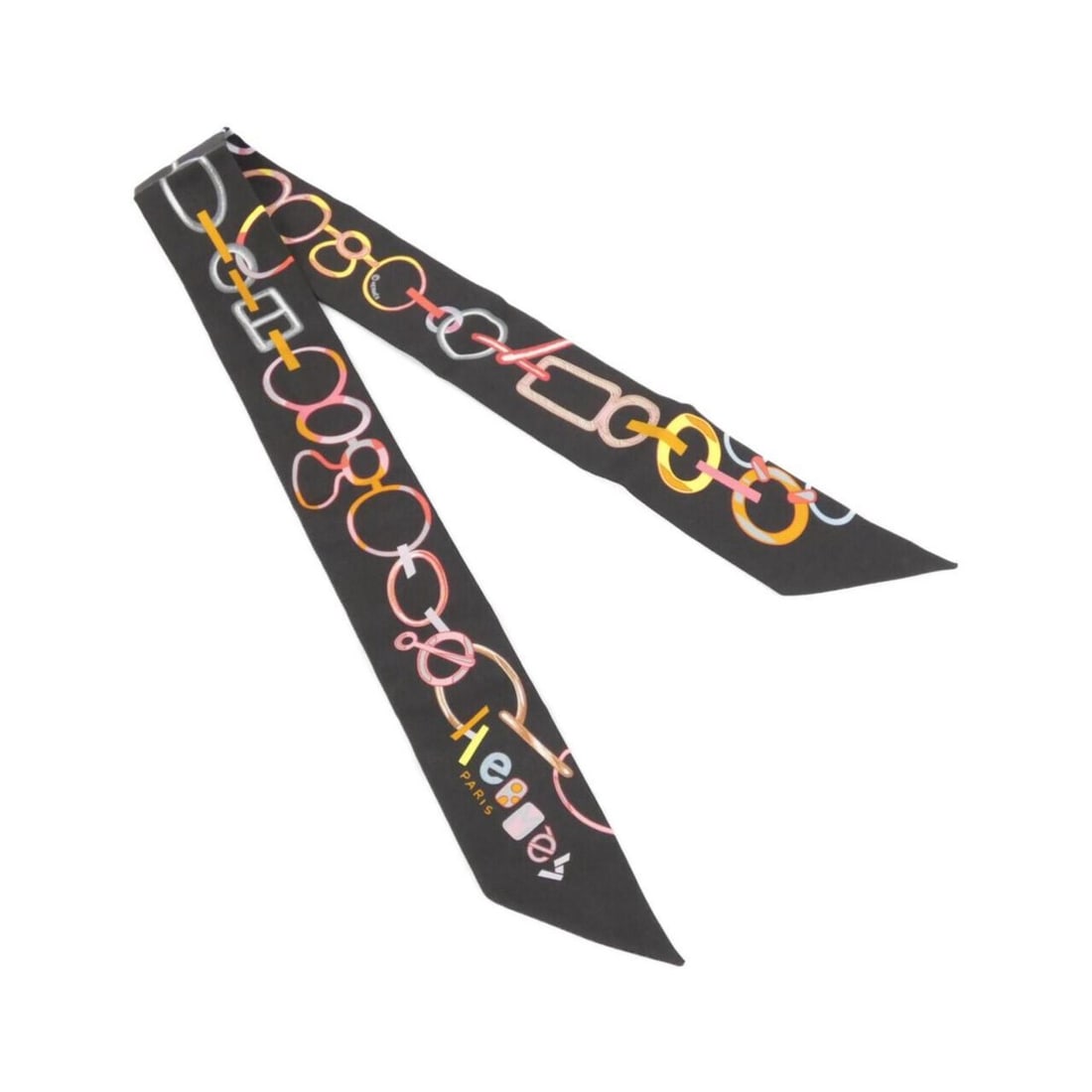 Hermes DO RE BOUCLES Twilly 063951S Scarf Muffler: --- Catalog ---Category: SizeSize (LxW): 5cm x 86cm / 1.96'' x 33.85''Category: DesignType: ScarfColor: BlackGender: WomenMaterial: Silk Category: GeneralMPN: 063951SBrand: Hermes--- Item List ---Sect