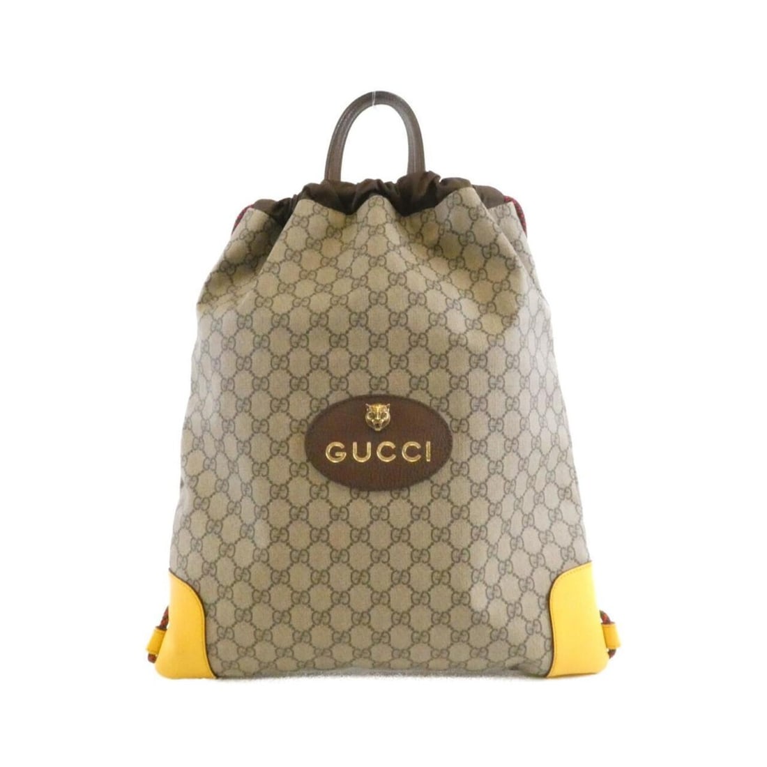 Gucci 473872 K9RKT Backpack: --- Catalog ---Category: SizeSize (HxWxD): 44cm x 38cm x 1cm / 17.32'' x 14.96'' x 0.39''Category: DesignType: BackpackColor: Beige, YellowGender: Men,WomenMaterial: GG Supreme , Leather Hardware Colo