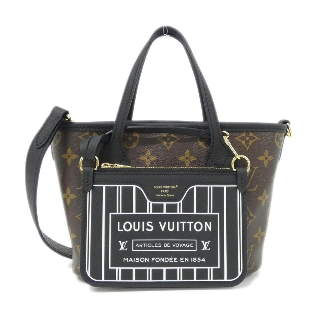 Louis Vuitton Monogram Neverfull Inside Out BB M28347 Handbag: --- Catalog ---Category: SizeSize (HxWxD): 16cm x 26cm x 11cm / 6.29'' x 10.23'' x 4.33''Category: DesignType: Handbag, PouchColor: Black, MarronGender: WomenMaterial: Coated canvas Category: GeneralM