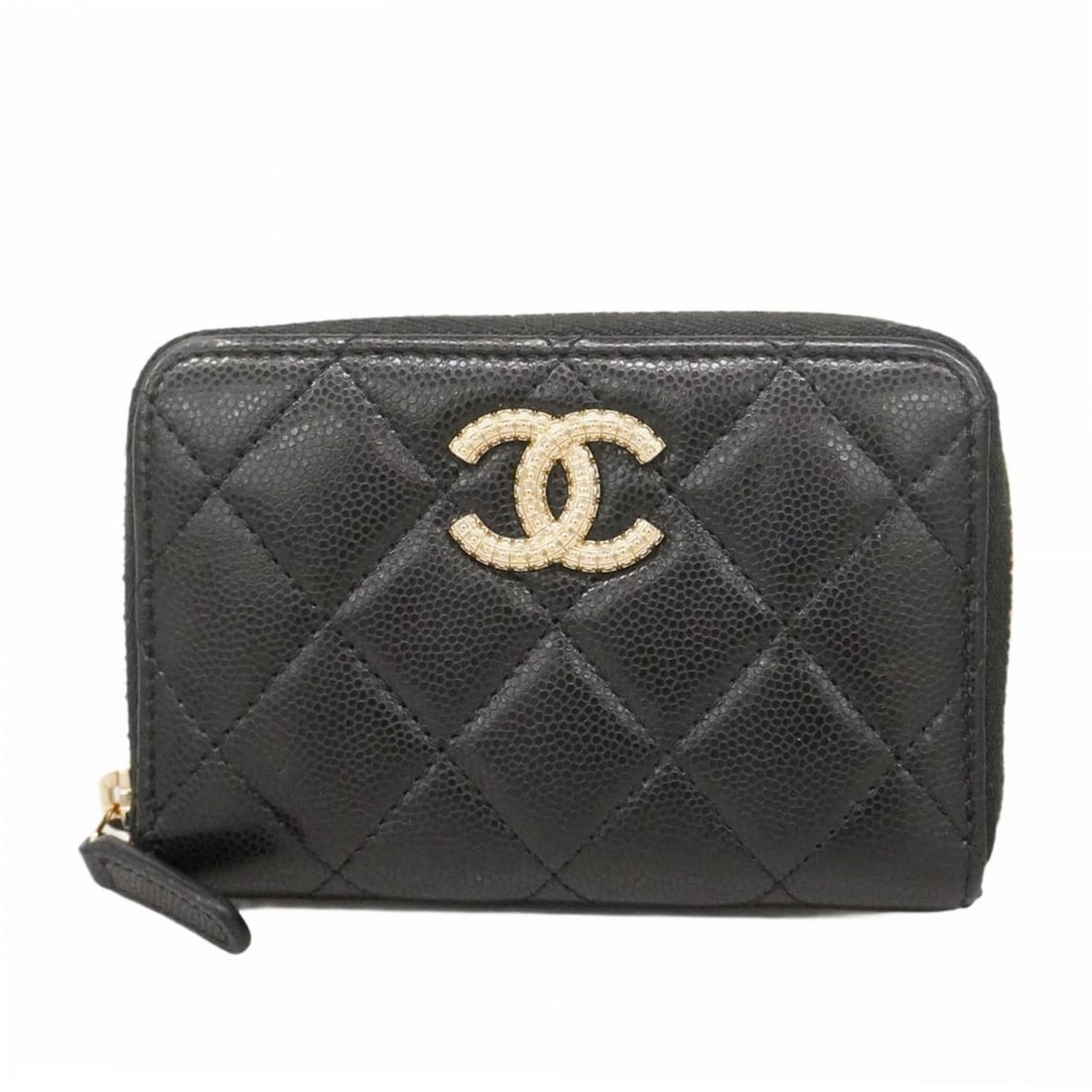 Chanel Matelassé Caviar Leather Wallet/Coin Case, Black/Champagne, Women's, P2512851: --- Catalog ---Category: SizeSize (HxWxD): 8cm x 12cm x 2cm / 3.14'' x 4.72'' x 0.78''Category: DesignType: Coin purse/coin caseColor: BlackGender: WomenMaterial: Grained Calfskin Category: GeneralBra