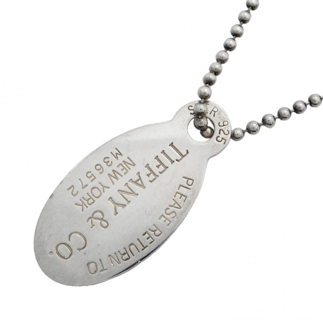 Tiffany & Co. Return to Dreams Ball Chain Oval Sterling Silver Necklace for Women: --- Catalog ---Category: SizePendant Size: 42.4mm x 20.7mm / 1.66'' x 0.81''Neck Circumference: 86 cm / 33.85''Category: DesignGender: WomenMaterial: Silver 925Necklace Type: NecklaceCategory: General