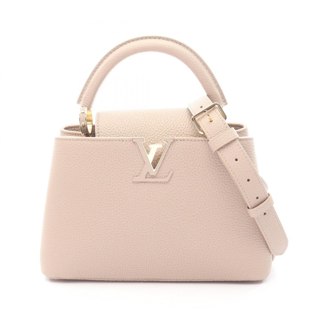 Louis Vuitton Capucines BB Handbag, Leather, Taurillon Women's, Beige, M24736: --- Catalog ---Category: SizeSize (HxWxD): 17.5cm x 27cm x 9cm / 6.88'' x 10.62'' x 3.54''Category: DesignType: HandbagColor: Beige, GalleGender: WomenMaterial: Leather Leather/Fur Type: Taurillon lea