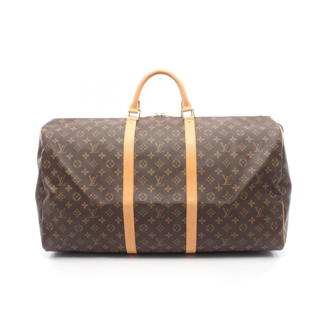 Louis Vuitton Keepall 60 Boston Bag Handbag, Coated Canvas and Leather, Monogram Pattern, Men's: --- Catalog ---Category: SizeSize (HxWxD): 33cm x 60cm x 26cm / 12.99'' x 23.62'' x 10.23''Category: DesignType: Boston bag, HandbagColor: BrownGender: Men,WomenMaterial: Coated canvas , Leather Categ