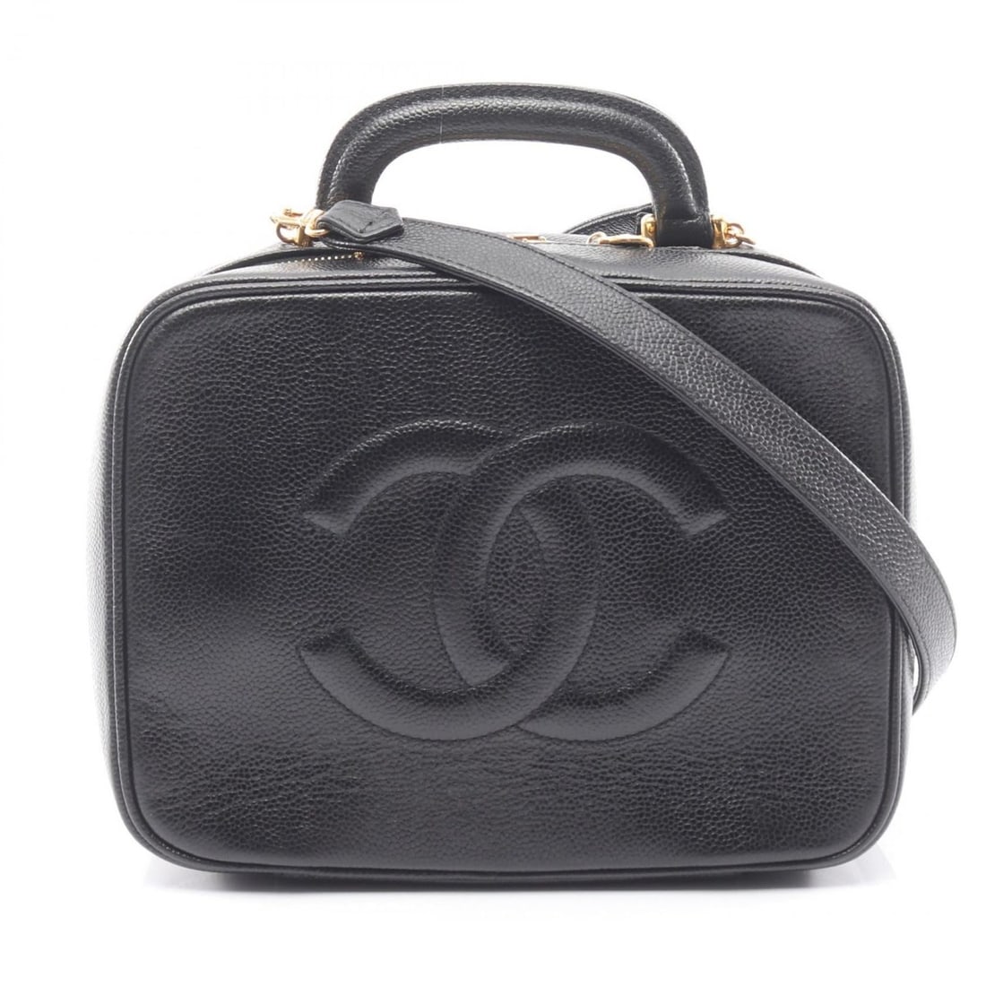 Chanel Coco Mark Handbag, Calfskin Leather, Women's, Black: --- Catalog ---Category: SizeSize (HxWxD): 18.5cm x 23cm x 10cm / 7.28'' x 9.05'' x 3.93''Category: DesignType: HandbagColor: BlackGender: WomenMaterial: Leather Hardware Color: GoldLeather/Fur Type: