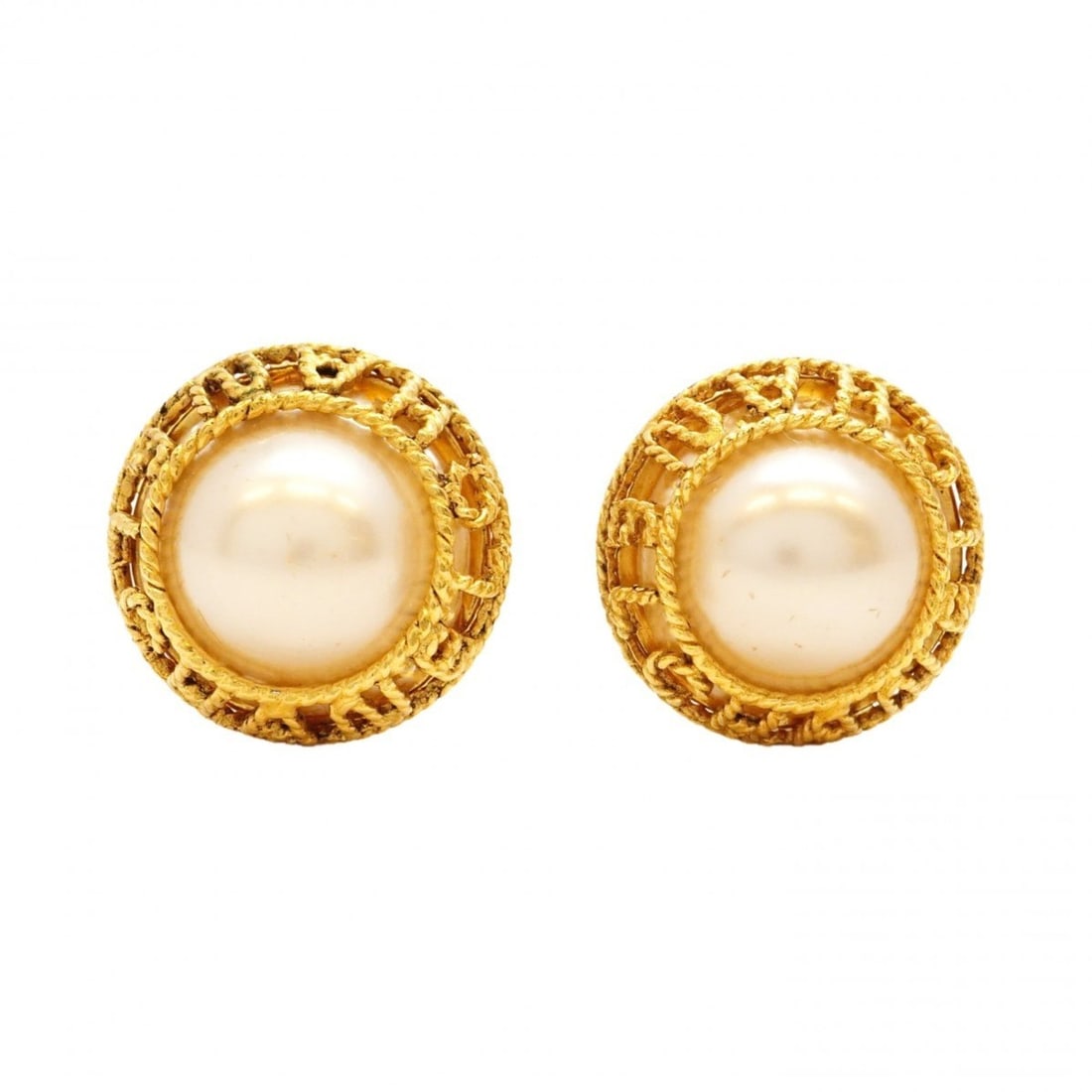 Chanel Earrings, GP Plated Faux Pearl Gold, Women's (1 of 10)