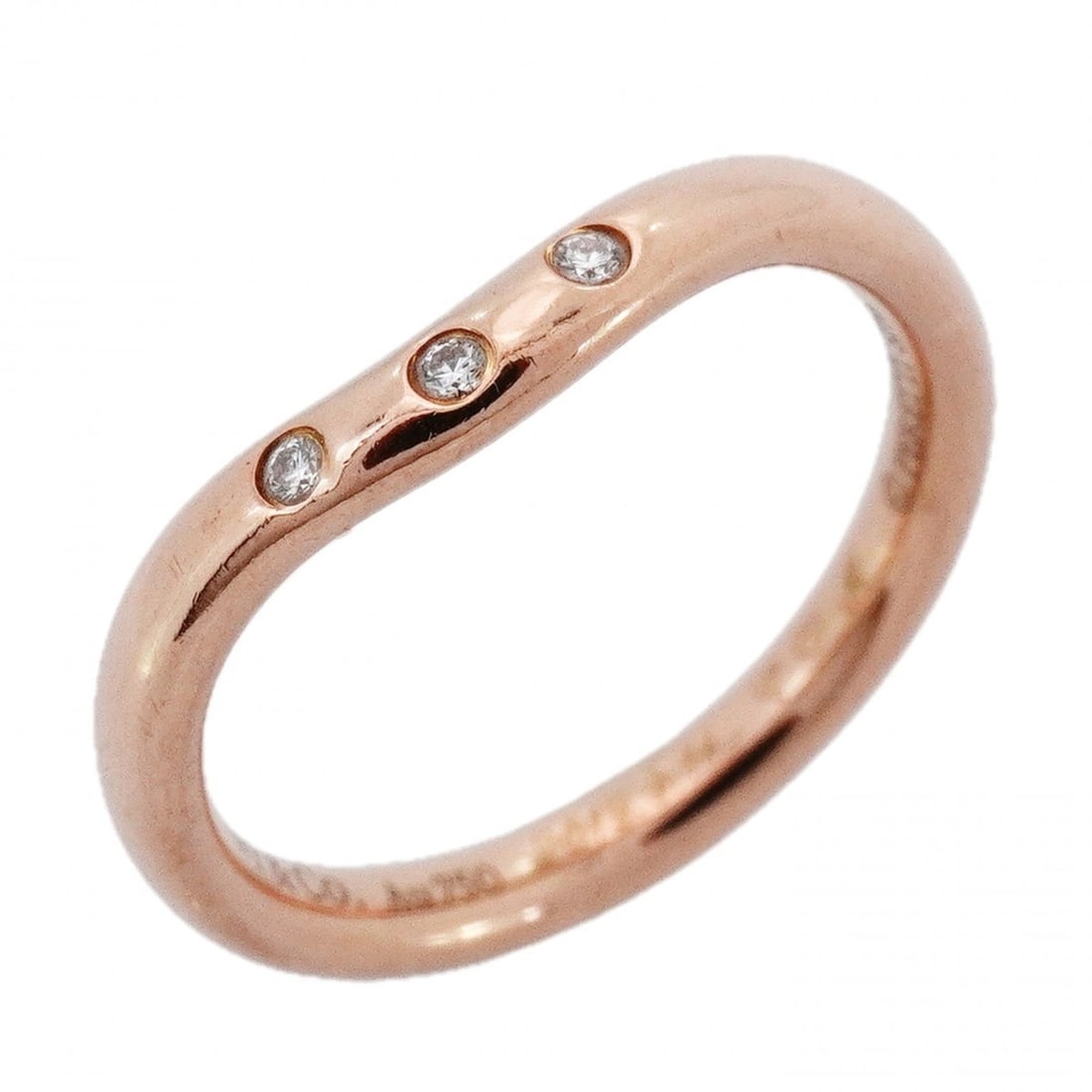 Tiffany & Co. Curved Band Ring, 3PD (3 Diamonds), 18K Pink Gold, Size 4, Women's: --- Catalog ---Category: SizeJP Size: 4US Size: 3Category: DesignType: Band ringStone: DiamondGender: WomenMaterial: Pink gold (18K)Category: GeneralBrand: Tiffany--- Item List ---Section: ConditionRa