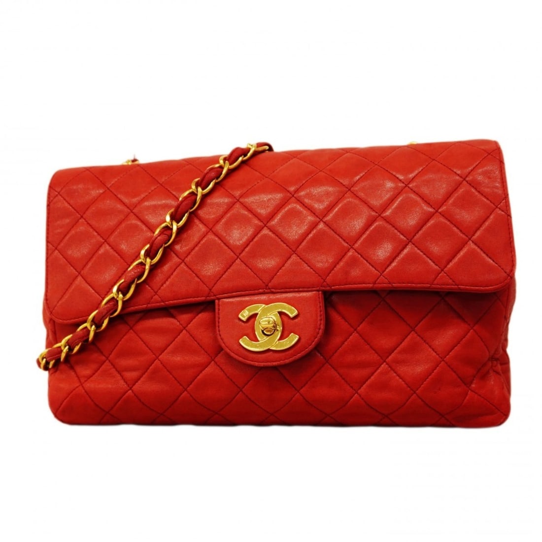 Chanel Matelassé Chain Shoulder Bag, Lambskin, Red, Women's: --- Catalog ---Category: SizeSize (HxWxD): 19cm x 27cm x 8cm / 7.48'' x 10.62'' x 3.14''Category: DesignType: Shoulder bagColor: Red colorGender: WomenMaterial: Leather Hardware Color: GoldLeather/Fur