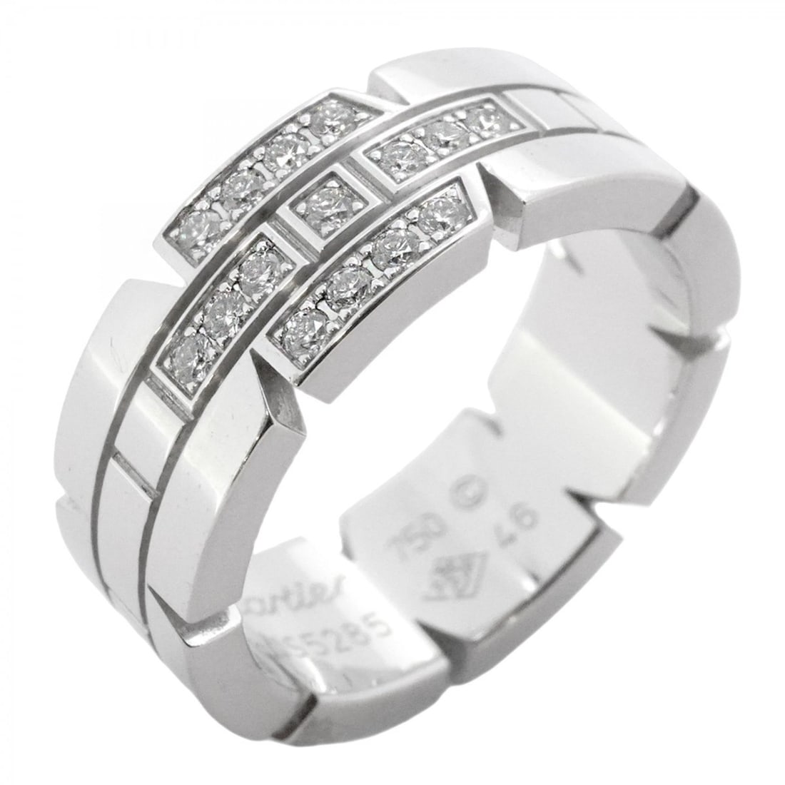Cartier Tank Française Ring, 18K White Gold, Diamond, Size #46, Ladies': --- Catalog ---Category: SizeUS Size: 3.5Brand Size: 46Category: DesignType: Band ringStone: DiamondGender: WomenMaterial: White gold (18K)Category: GeneralBrand: Cartier--- Item List ---Section: Cond