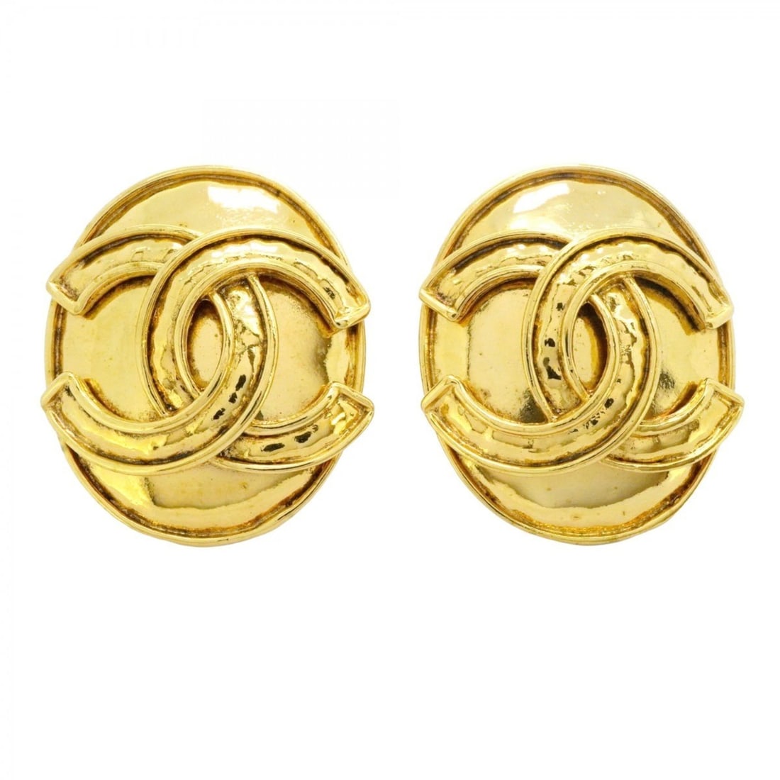 Chanel Coco Mark Oval Earrings, Gold Plated, Women's: --- Catalog ---Category: SizeSize (HxWxD): 34.20mm x 28.70mm / 1.35'' x 1.13''Category: DesignType: Clip earringsColor: GoldGender: WomenMaterial: Gold platingCategory: GeneralBrand: Chanel--- Item Li