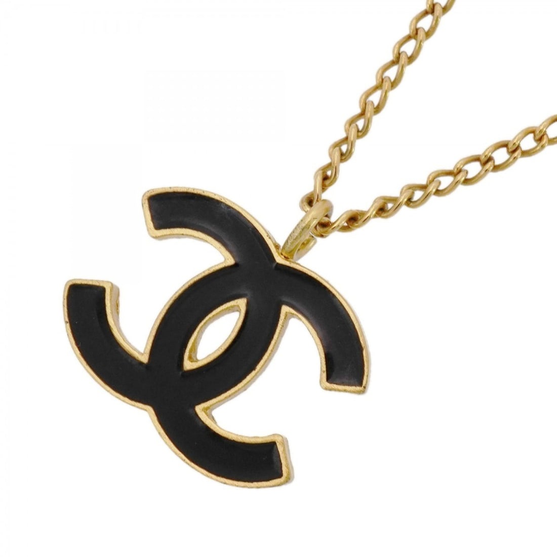 Chanel Necklace, Coco Mark, GP Plated, Gold, Black, Women's: --- Catalog ---Category: SizePendant Size: 19.7mm x 20.6mm / 0.77'' x 0.81''Neck Circumference: 41.5 cm / 16.33''Category: DesignColor: Black, GoldGender: WomenMaterial: Gold platingNecklace Type: Nec