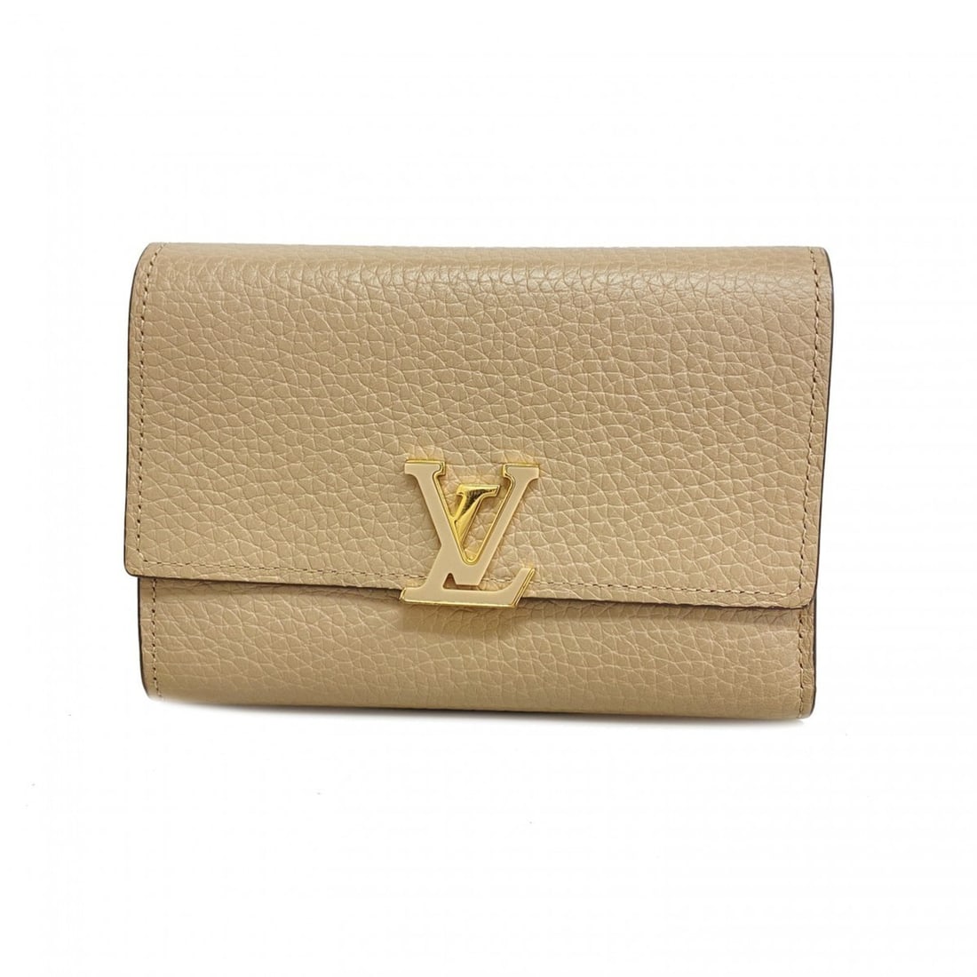 Louis Vuitton Tri-fold Wallet, Taurillon Leather, Portefeuille Capucines Compact, M62159, Ladies': --- Catalog ---Category: SizeSize (HxWxD): 10cm x 13.5cm x 2cm / 3.93'' x 5.31'' x 0.78''Category: DesignType: Wallet (tri-fold)Color: GalleGender: WomenCategory: GeneralMPN: M62159Brand: Louis Vuitto