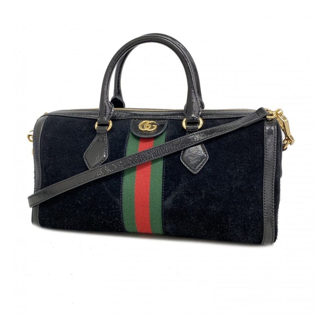 Gucci Ophidia 524532 Suede Black 2-way Handbag for Women: --- Catalog ---Category: SizeSize (HxWxD): 16cm x 32cm x 12cm / 6.29'' x 12.59'' x 4.72''Category: DesignType: HandbagColor: BlackGender: WomenMaterial: Suede Hardware Color: GoldCategory: GeneralMPN: