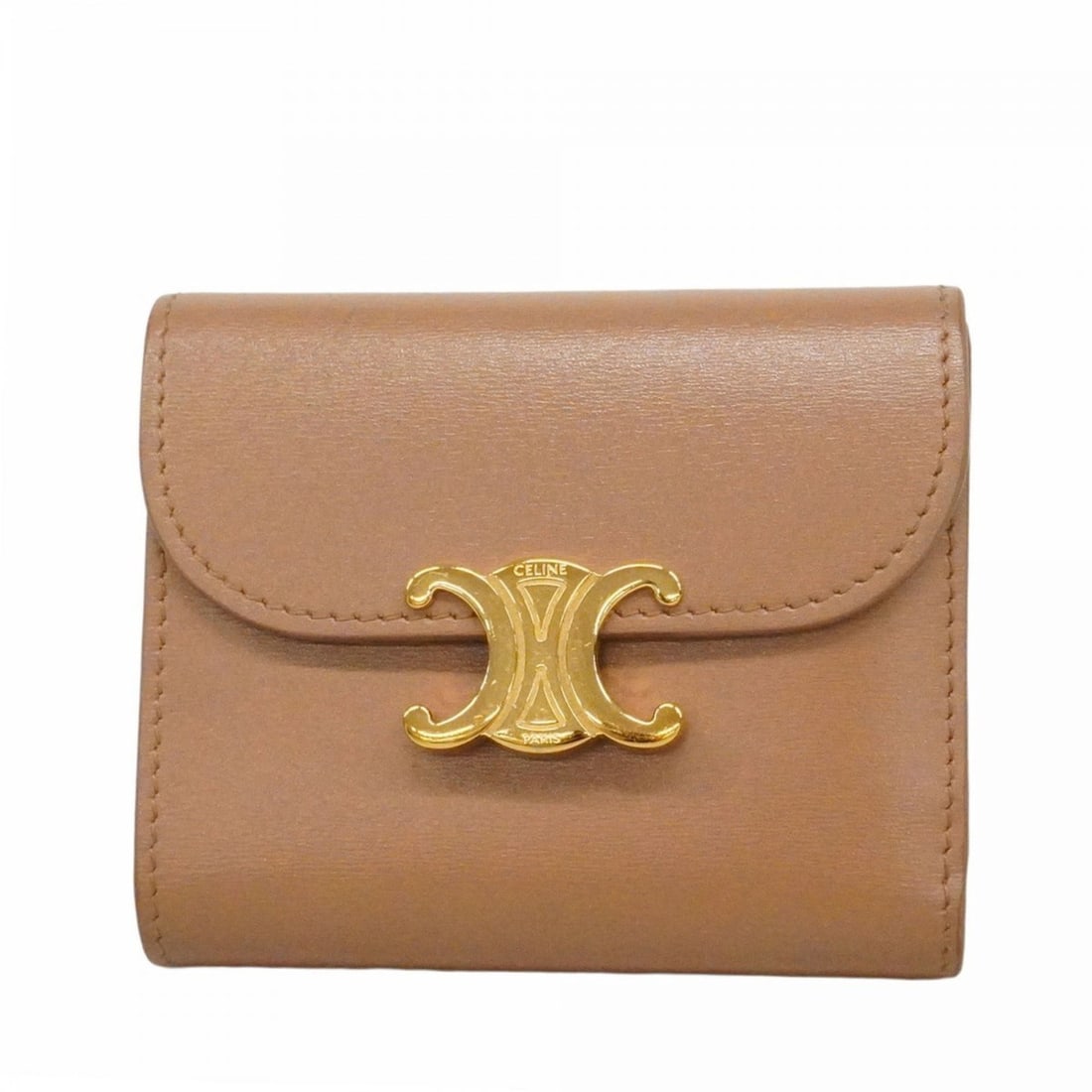 Celine Triomphe Leather Wallet, Brown, Women's: --- Catalog ---Category: SizeSize (HxWxD): 9cm x 10.5cm x 3cm / 3.54'' x 4.13'' x 1.18''Category: DesignType: Wallet (tri-fold)Color: BrownGender: WomenMaterial: Leather Category: GeneralBrand: Celine