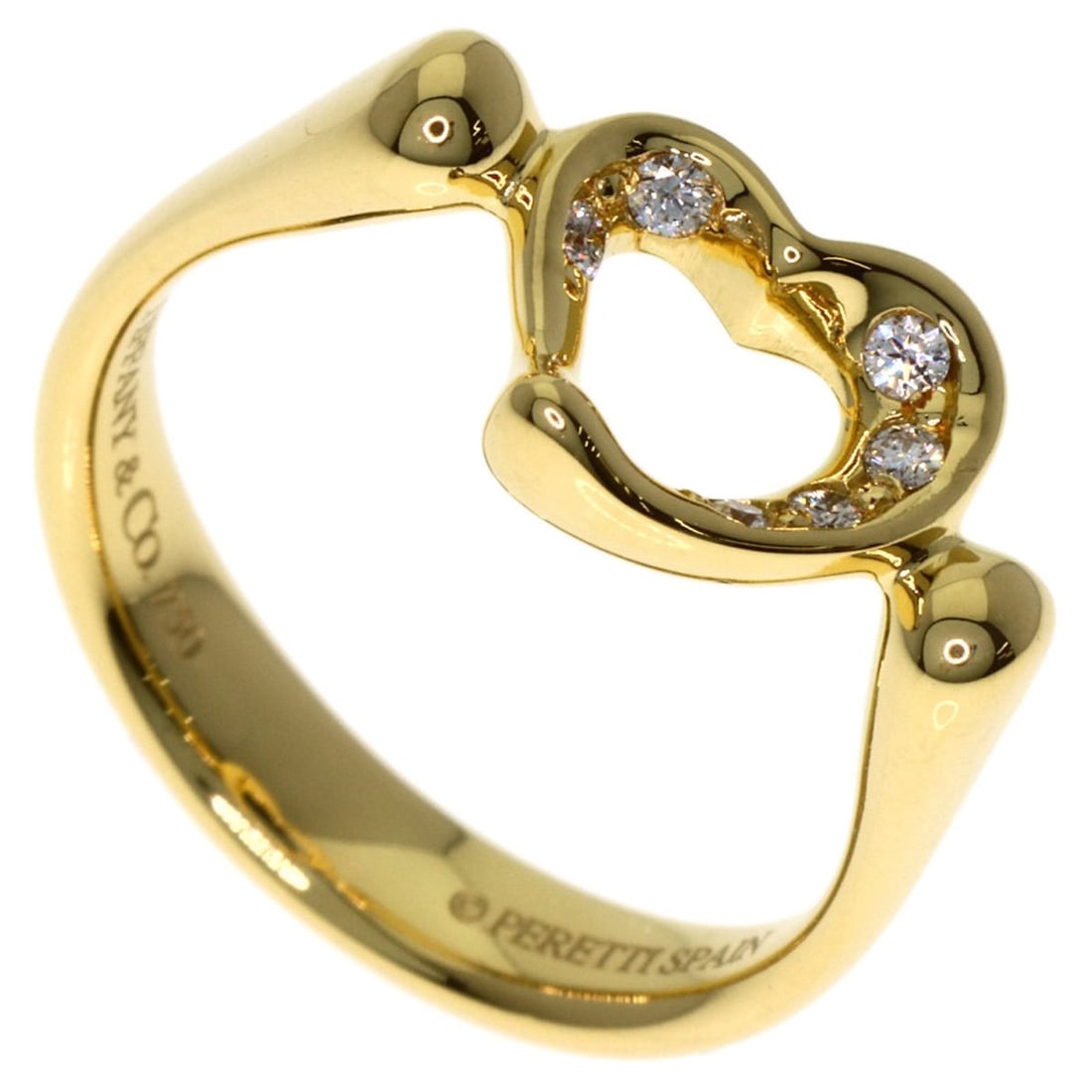 Tiffany & Co. Open Heart Diamond Ring, 18K Yellow Gold, Women's.: --- Catalog ---Category: SizeJP Size: 7US Size: 4Category: DesignType: Band ringStone: DiamondGender: WomenMaterial: Yellow gold (18K)Category: GeneralBrand: Tiffany--- Item List ---Section: Condition