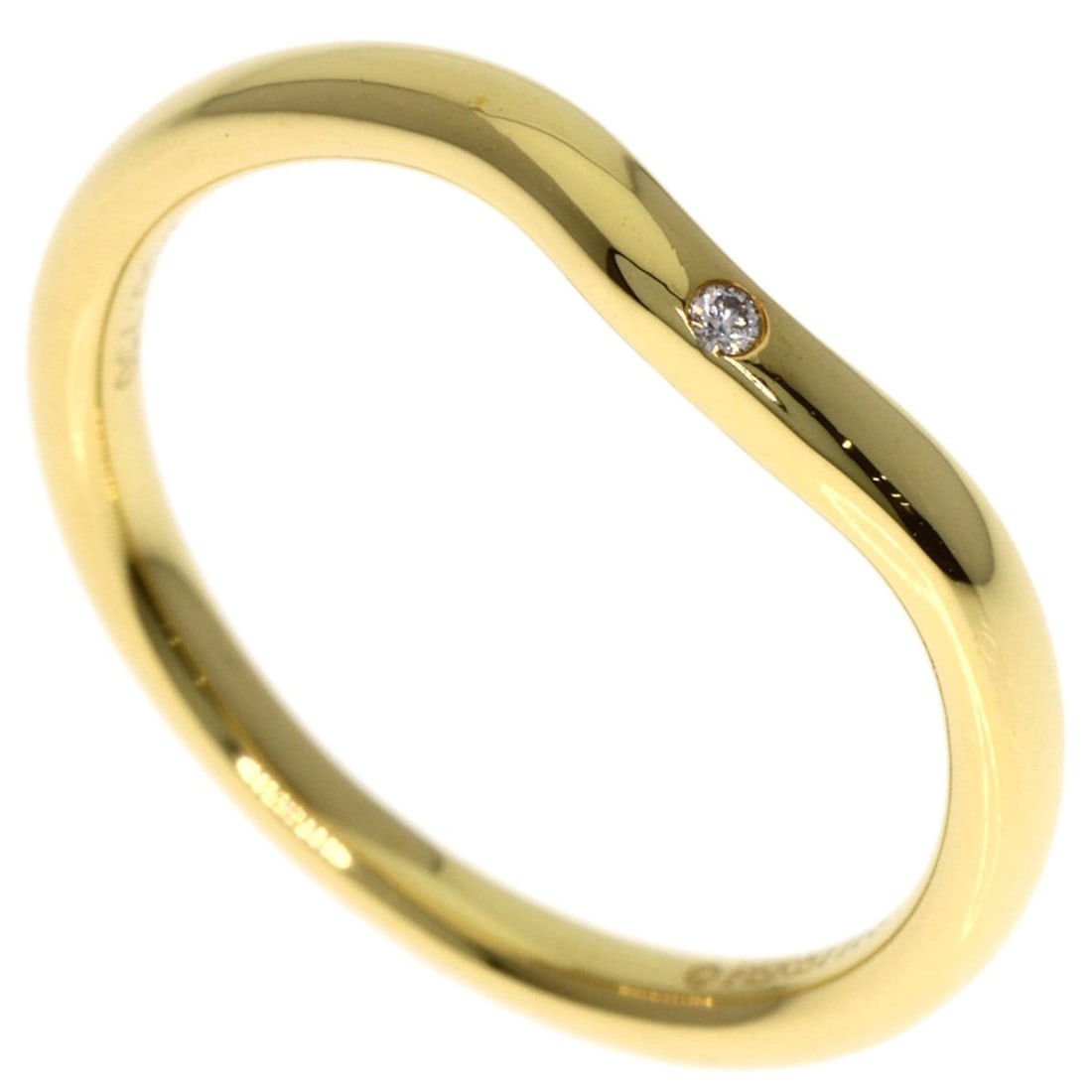 Tiffany & Co. Curved Ring, 1P Diamond 18K Yellow Gold, Women's Ring.: --- Catalog ---Category: SizeJP Size: 9US Size: 5Category: DesignType: Band ringStone: DiamondGender: WomenMaterial: Yellow gold (18K)Category: GeneralBrand: Tiffany--- Item List ---Section: Condition