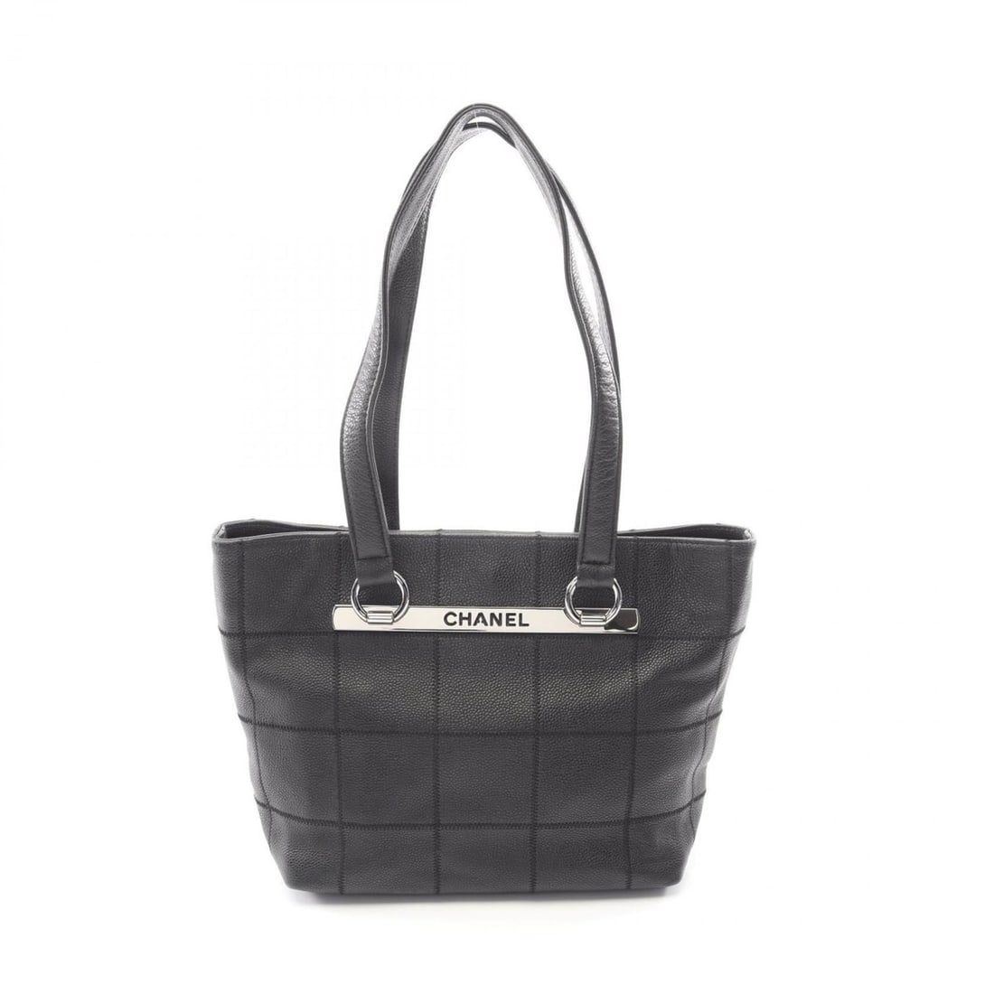 Chanel Chocolate Bar Tote Bag Handbag Leather Calfskin (Cowhide) Women's Black: --- Catalog ---Category: SizeSize (HxWxD): 22cm x 24cm x 11cm / 8.66'' x 9.44'' x 4.33''Category: DesignType: Handbag, Tote bagColor: BlackGender: WomenMaterial: Leather Leather/Fur Type: CalfskinCate