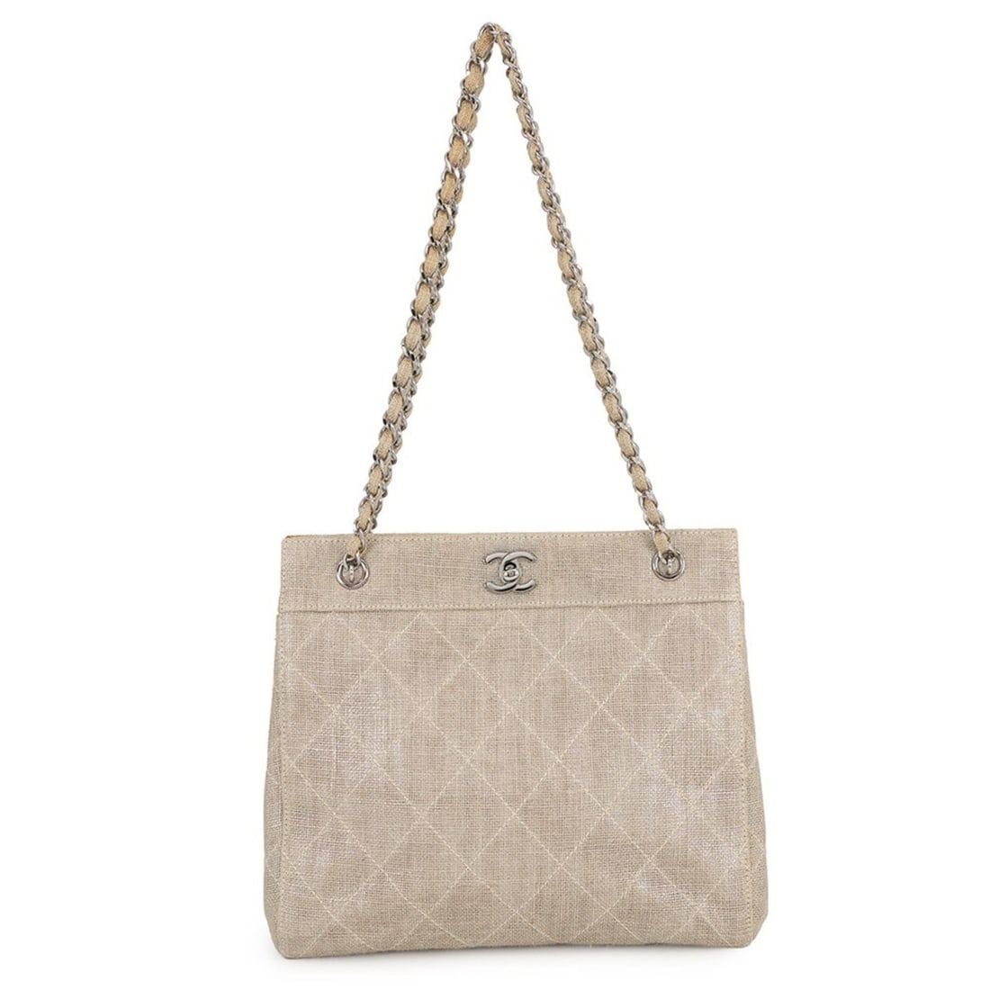 Chanel Chain Shoulder Bag, Coco Mark, Matelassé, Coated Canvas, CHANEL Handbag, Women's: --- Catalog ---Category: SizeWeight: 580g / 1.27lb.Size (HxWxD): 22.5cm x 25.5cm x 11cm / 8.85'' x 10.03'' x 4.33''Category: DesignType: Handbag, Shoulder bagColor: BeigeGender: WomenMaterial: Coated