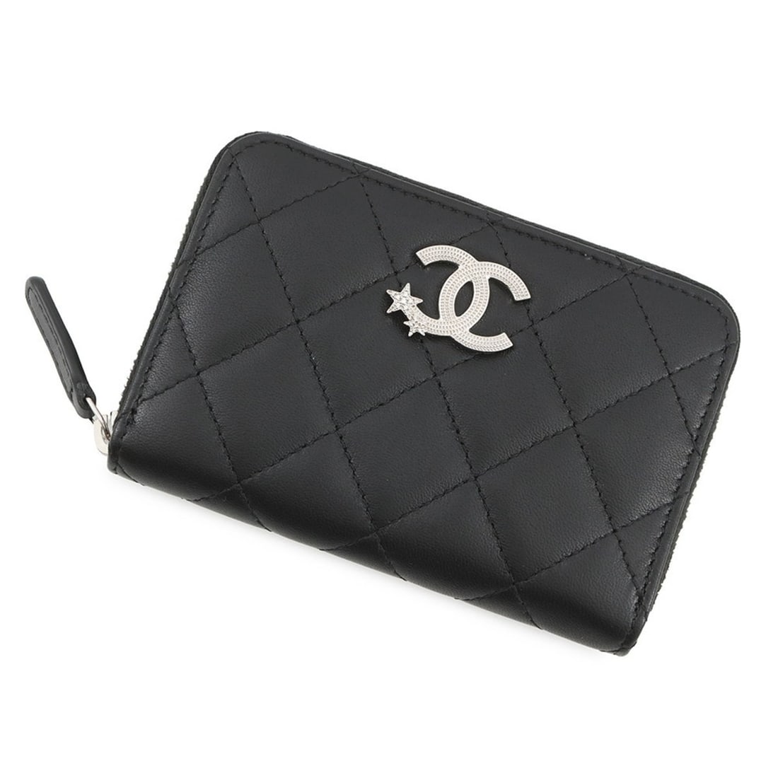 Chanel Wallet/Coin Purse, Coco Mark, Matelassé Star, Lambskin AP3728, CHANEL Wallet, Coin Black, (1 of 10)