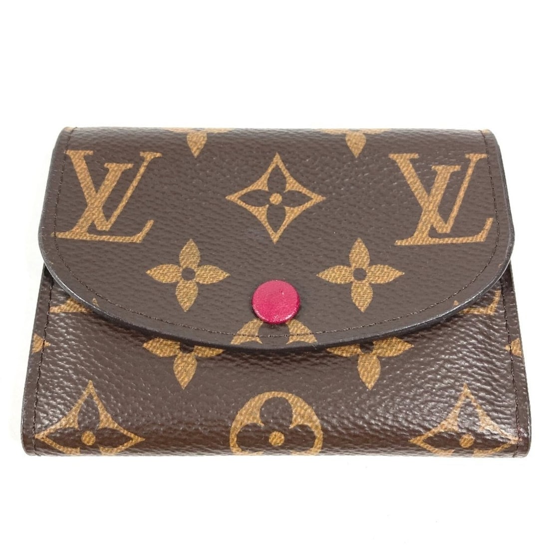 LOUIS VUITTON M41939 Monogram Portemonnaie Rosalie Compact Wallet, Flap, Bi-fold Canvas,: --- Catalog ---Category: SizeSize (HxWxD): 8cm x 11cm / 3.14'' x 4.33''Category: DesignColor: Brown, Fuchsia, MonogramGender: Men,Women,UnisexClosure: FlapMaterial: Monogram Category: GeneralLine: Mon