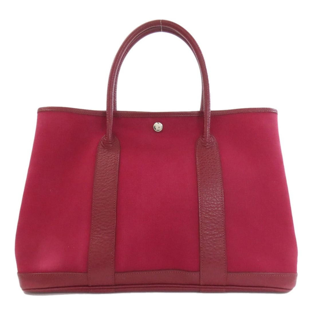 Hermes Garden Party PM Tote Bag with Silver Hardware, Toile Officier, Women's: --- Catalog ---Category: SizeSize (HxWxD): 26cm x 36cm x 17.5cm / 10.23'' x 14.17'' x 6.88''Handle Length: 31.5cm / 12.4''Category: DesignType: Tote bagColor: BordeauxGender: WomenMaterial: Toile offi